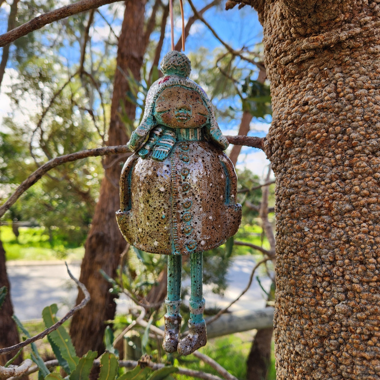 Clay windchime, little girl,