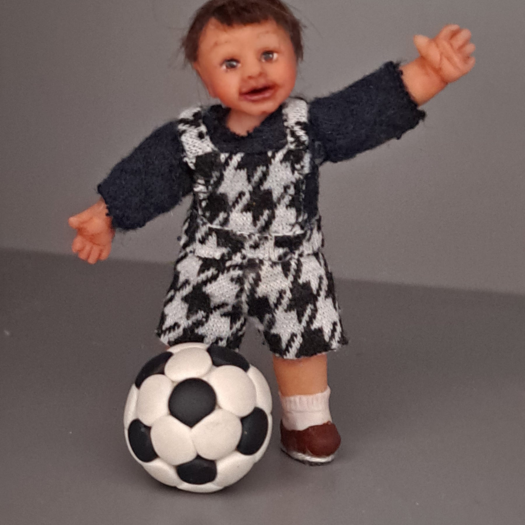 Little soccer dreamer/1:12 scale doll/ Polymer clay OOAK doll