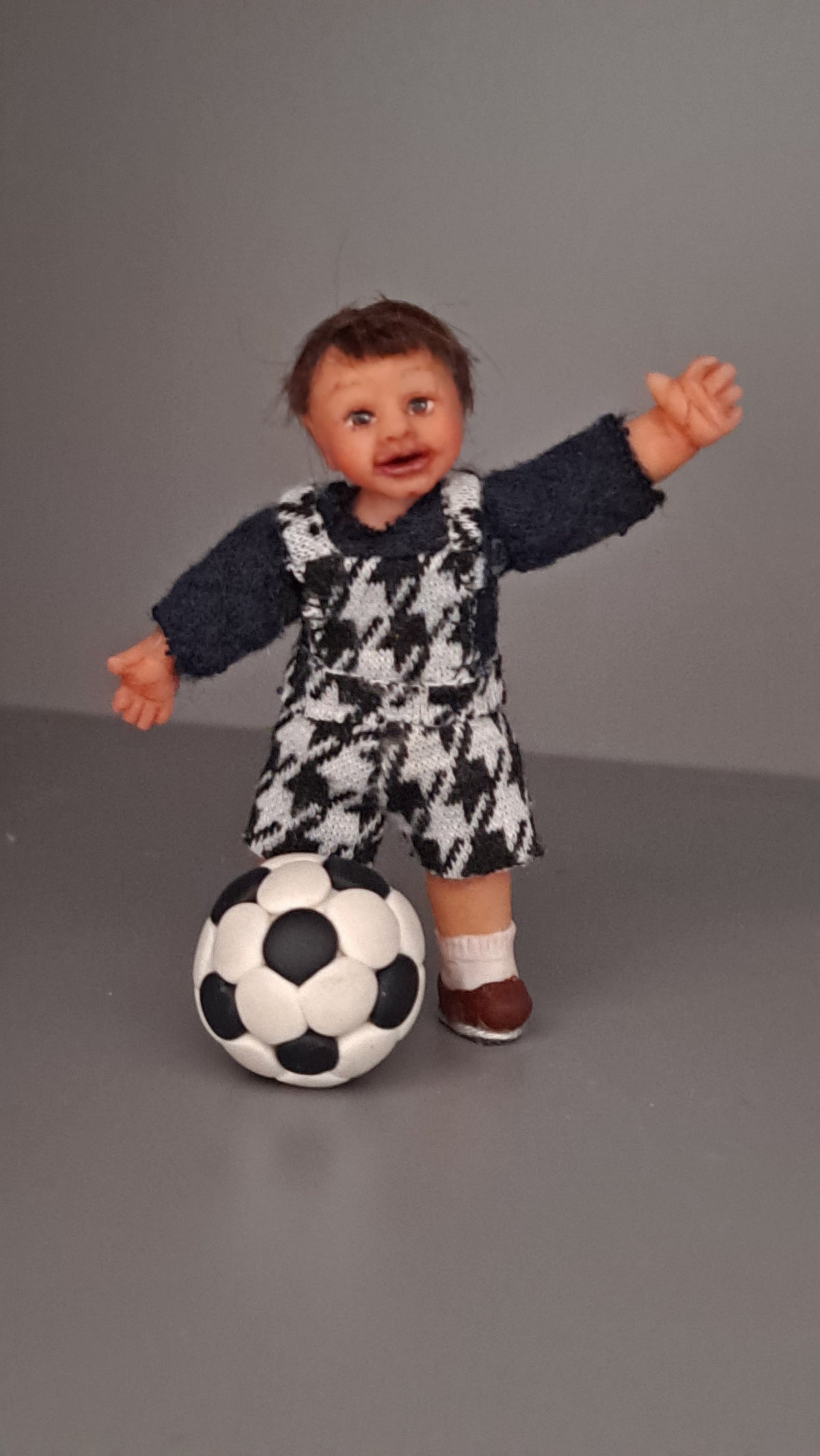Little soccer dreamer/1:12 scale doll/ Polymer clay OOAK doll