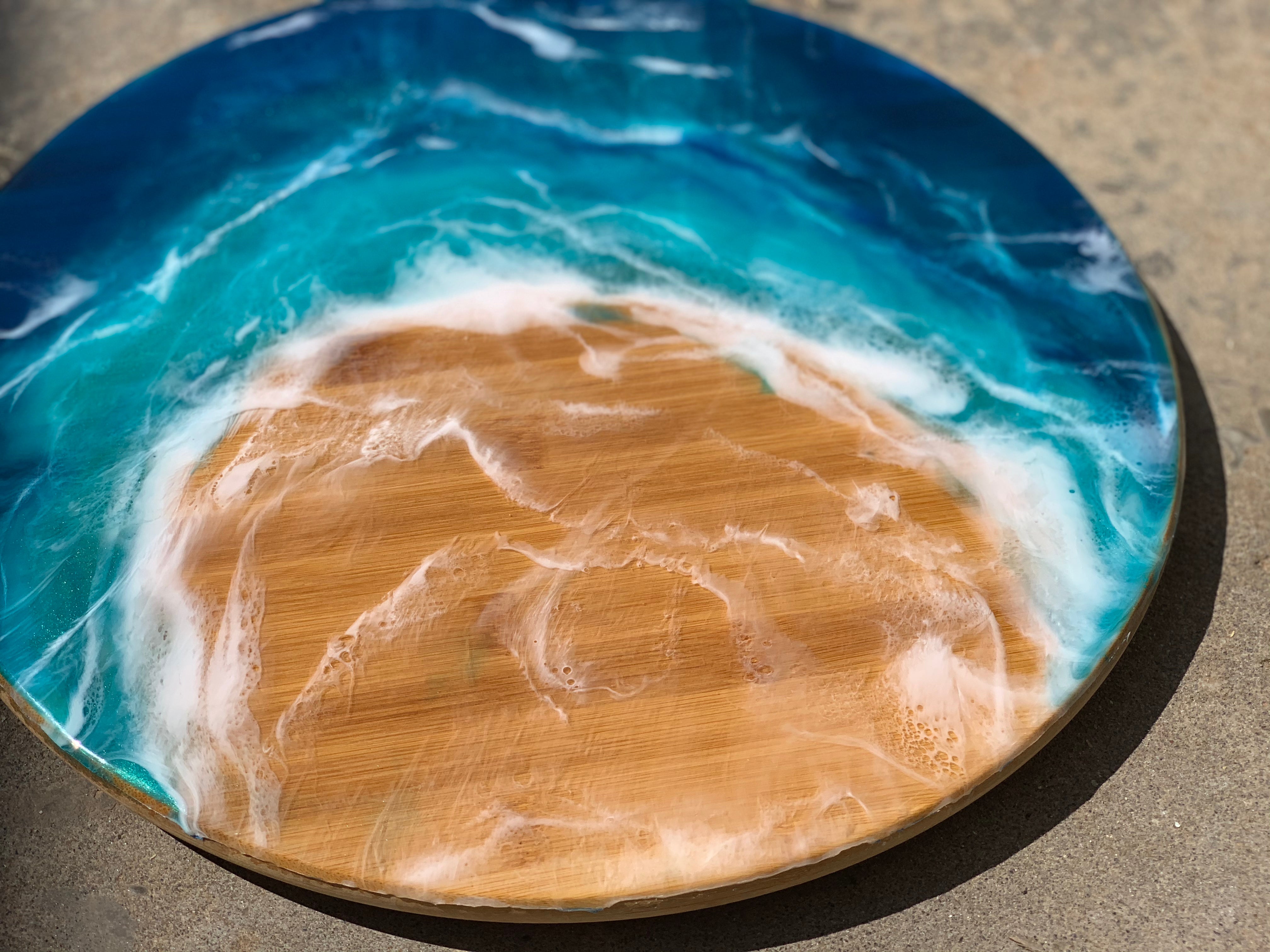 Lazy Susan | Ocean resin waves | charcuterie board | ocean waves | serving board | cheese board | gift ideas