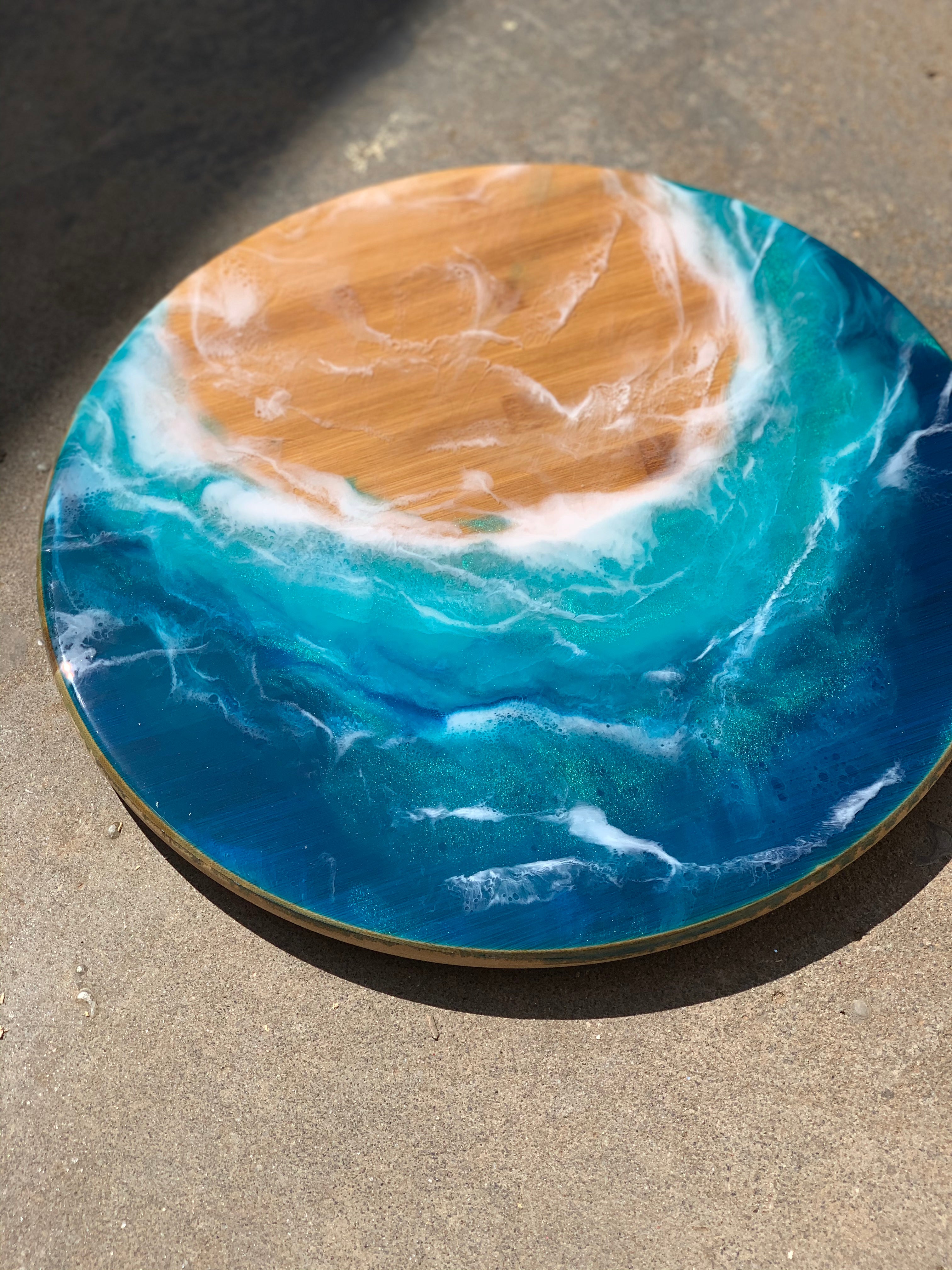 Lazy Susan | Ocean resin waves | charcuterie board | ocean waves | serving board | cheese board | gift ideas