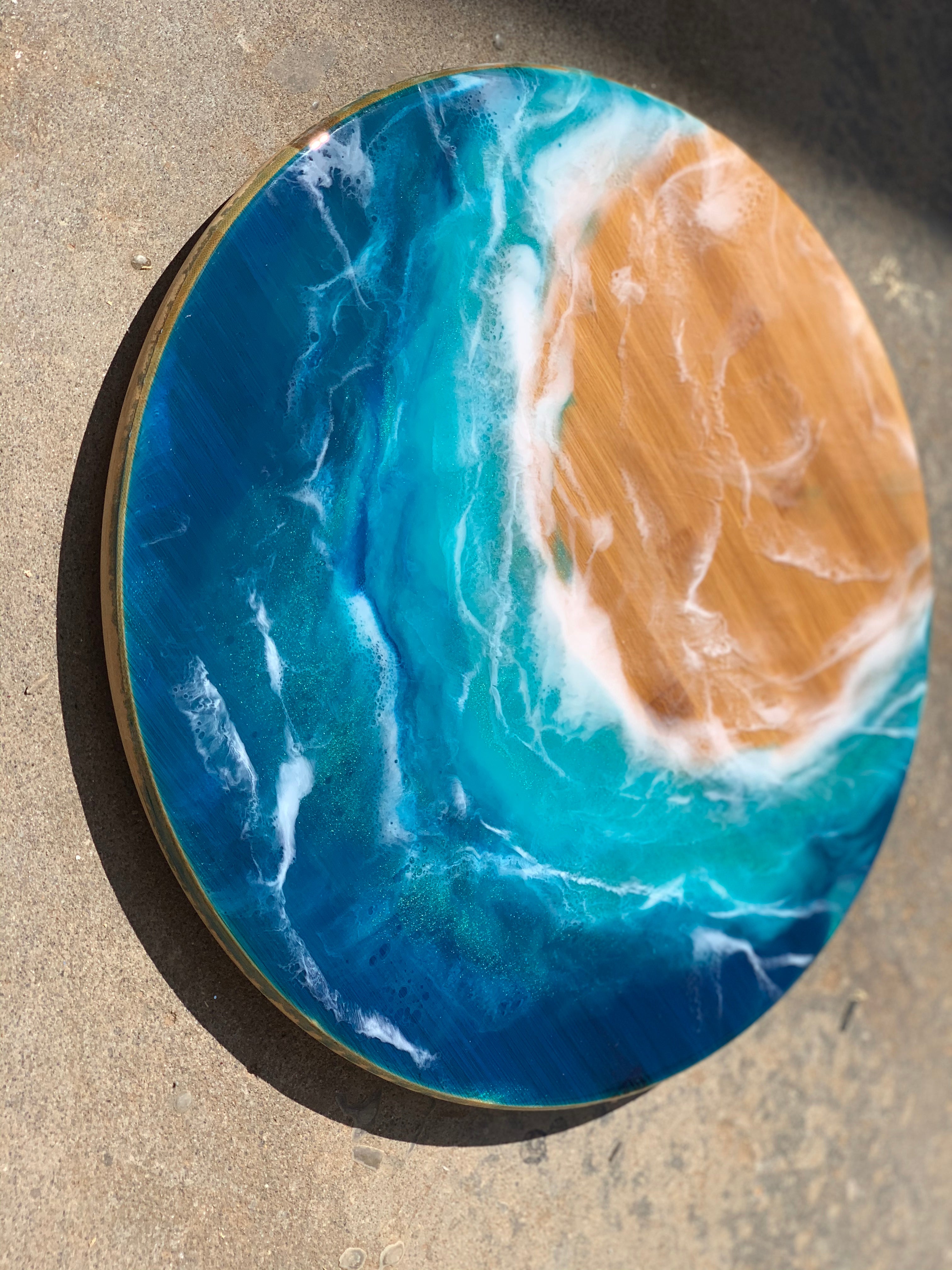 Lazy Susan | Ocean resin waves | charcuterie board | ocean waves | serving board | cheese board | gift ideas
