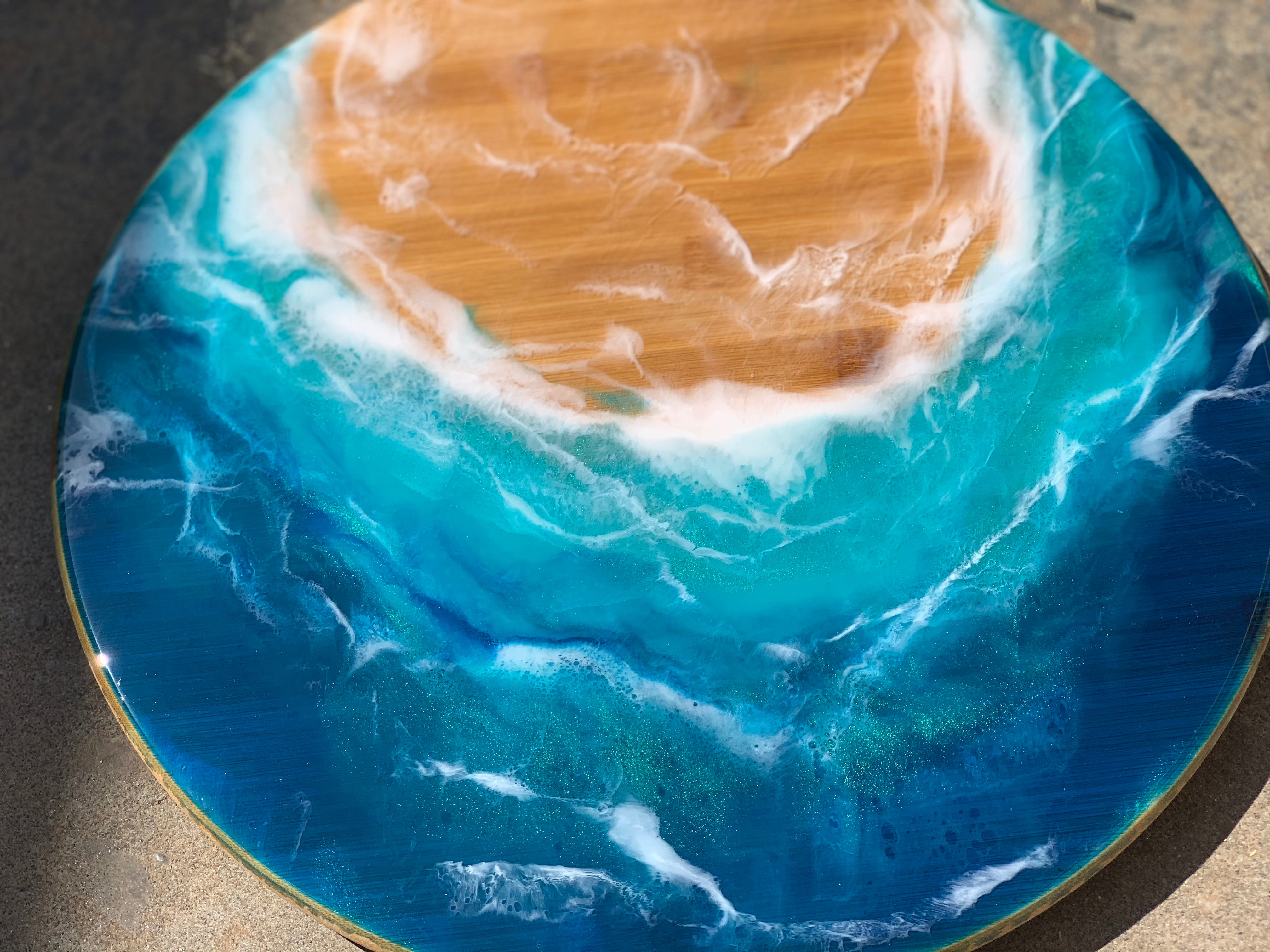 Lazy Susan | Ocean resin waves | charcuterie board | ocean waves | serving board | cheese board | gift ideas