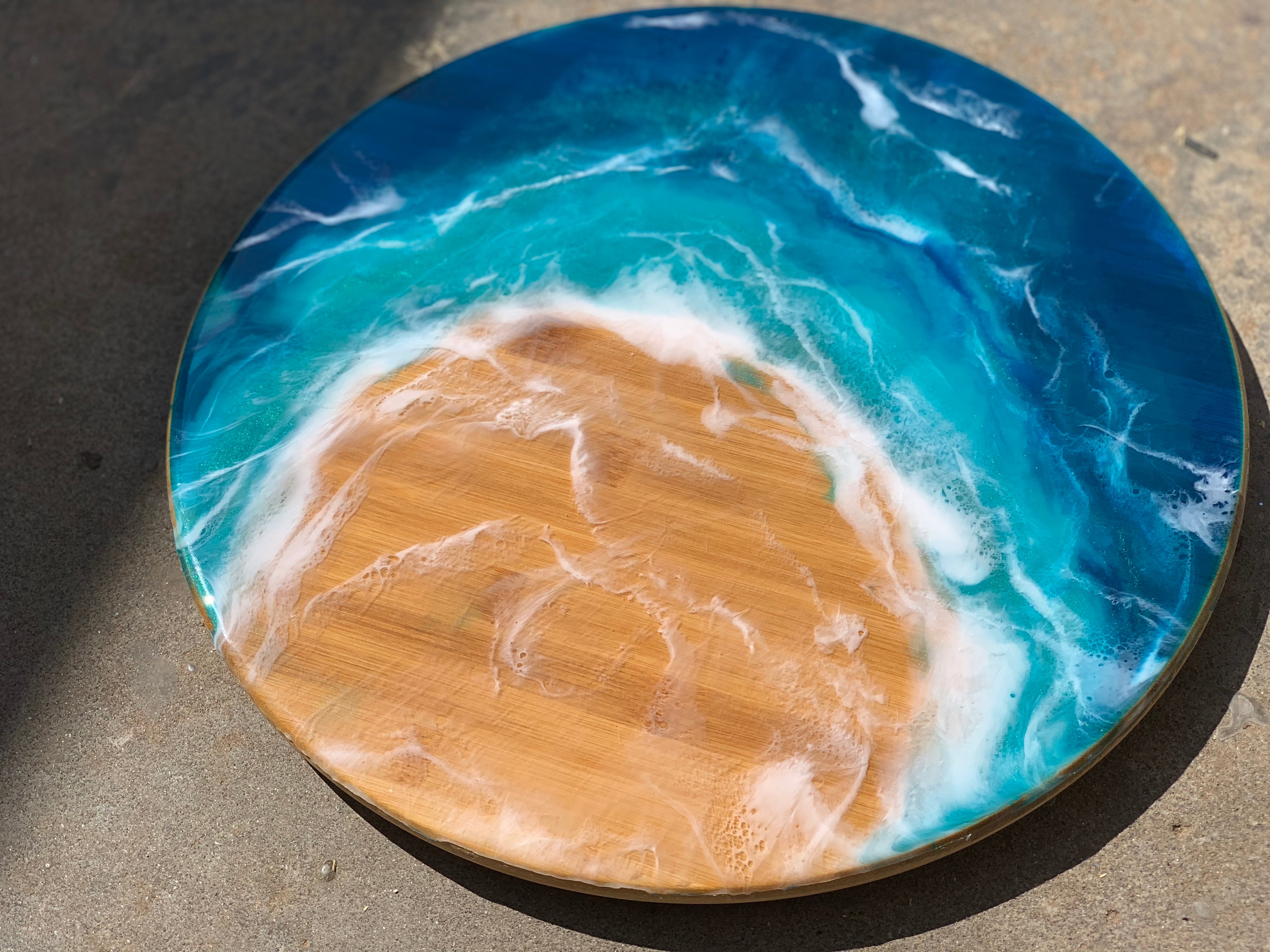 Lazy Susan | Ocean resin waves | charcuterie board | ocean waves | serving board | cheese board | gift ideas