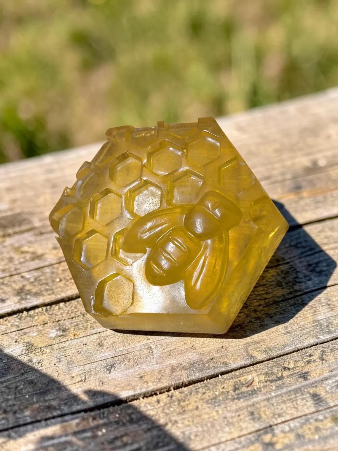 Handmade Honeysuckle Honey Soap Bar • Bee & Honeycomb Design, Floral Scent