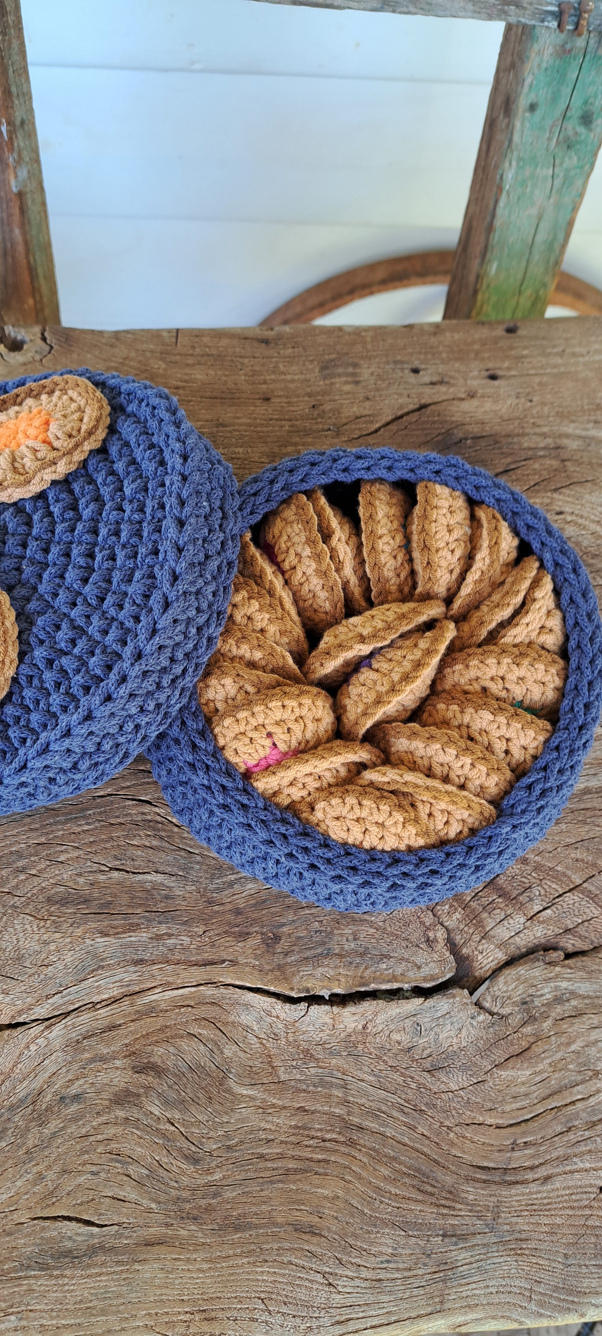 Cookie memory game, stored in a cookie bowl.