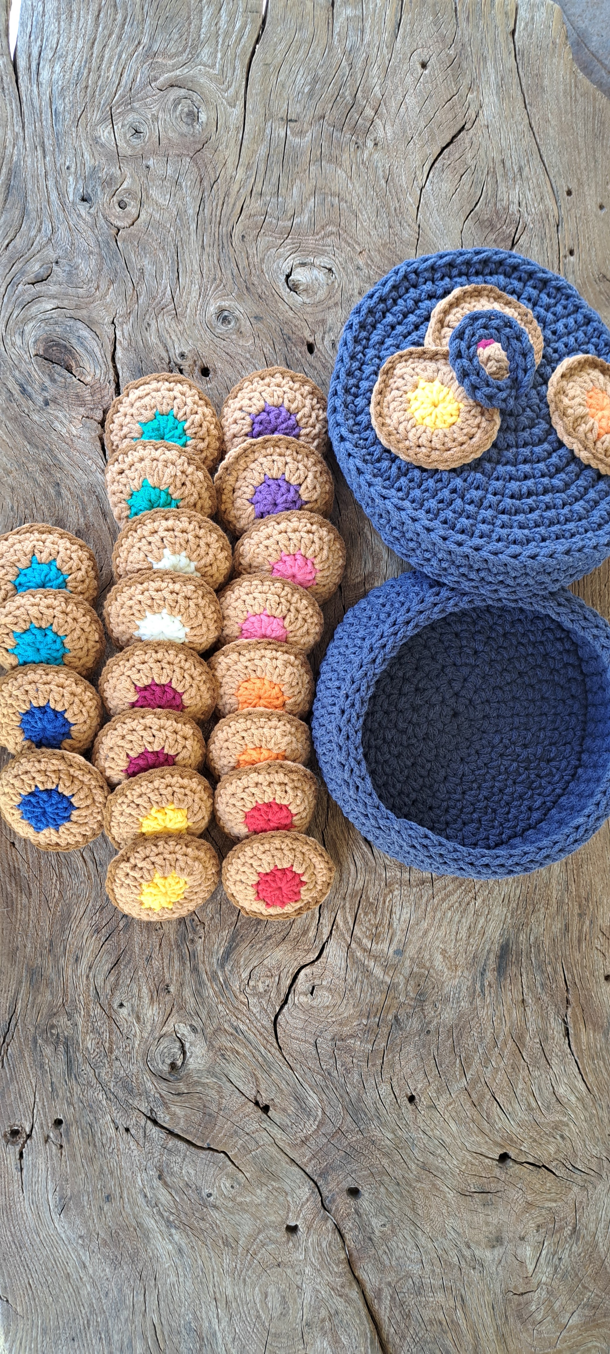 Cookie memory game, stored in a cookie bowl.