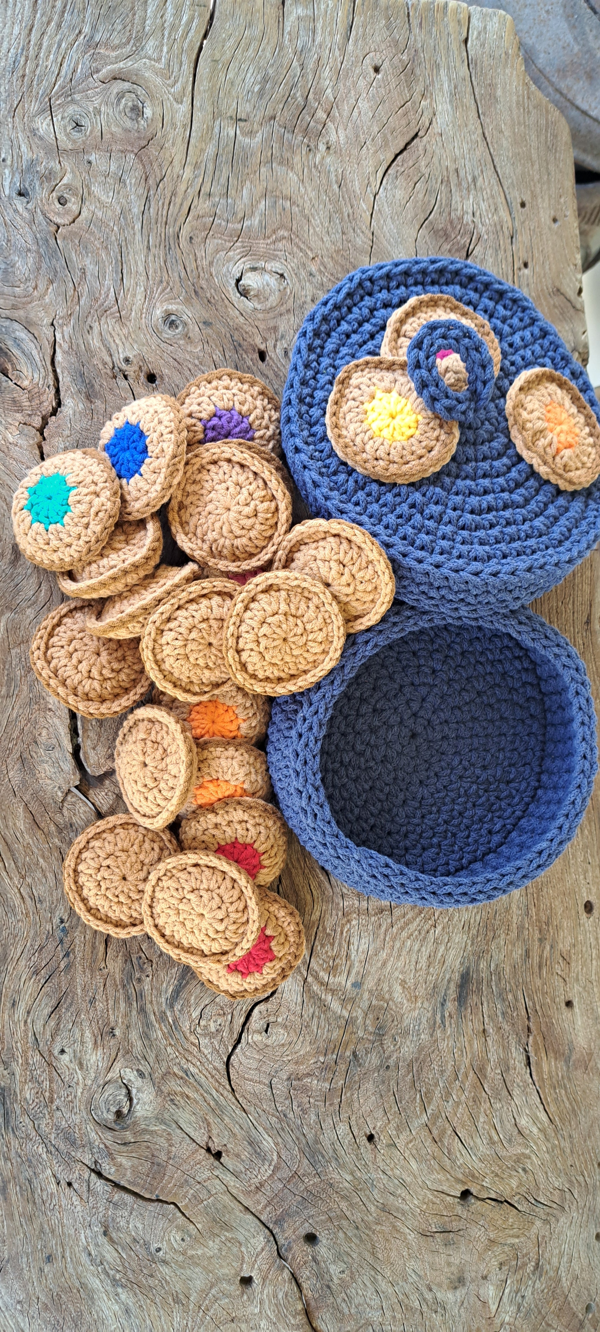Cookie memory game, stored in a cookie bowl.
