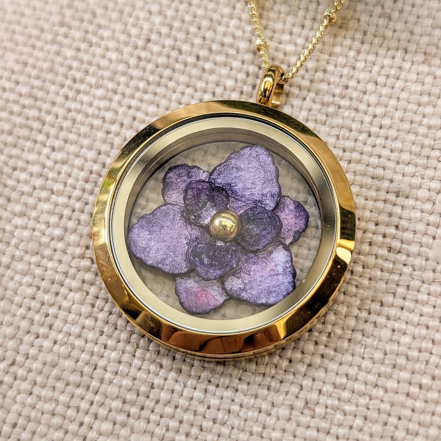 Gladiolus Flower Necklace | Hand-Painted Watercolour Floral Pendant