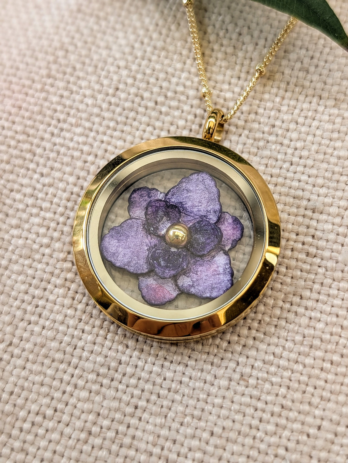 Gladiolus Flower Necklace | Hand-Painted Watercolour Floral Pendant