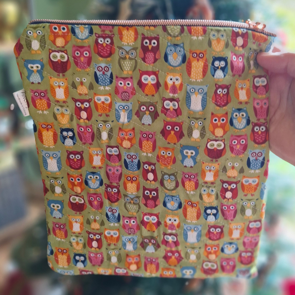 Book or tablet sleeve, handmade with zip or tie closure