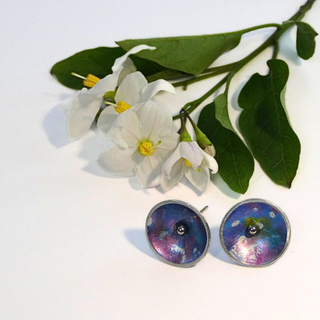 Anodised aluminium stud earrings Blue Aura Collection
