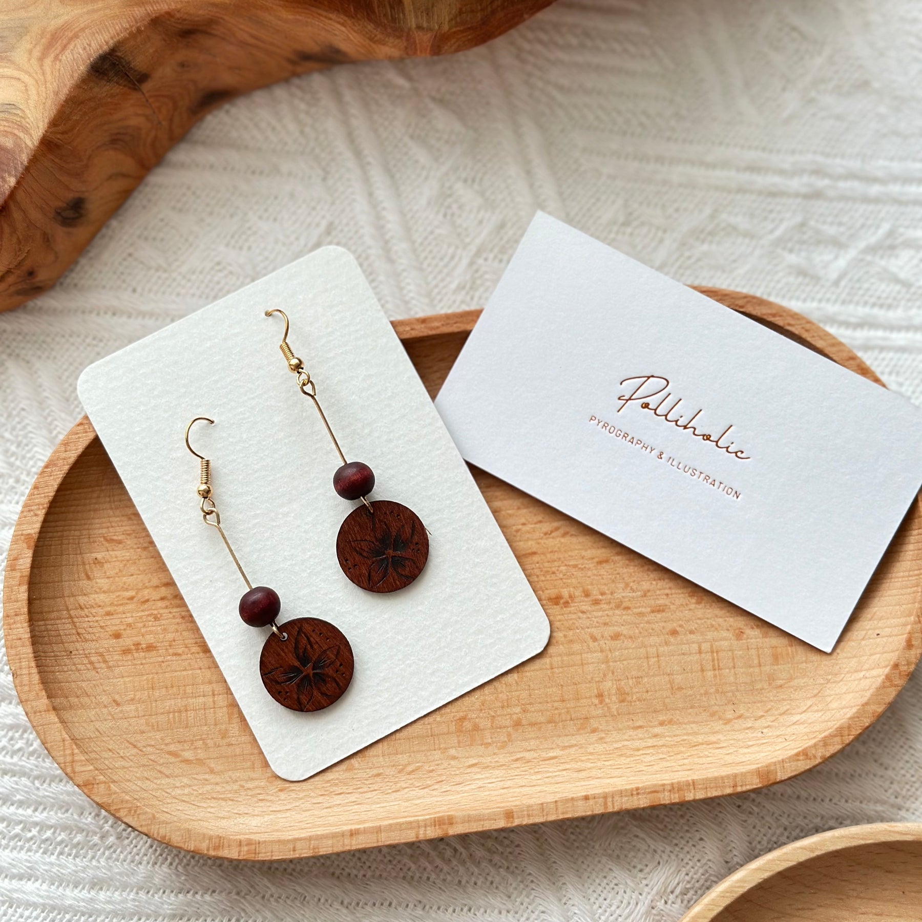 Sakura Cherry Blossom Wood Earrings