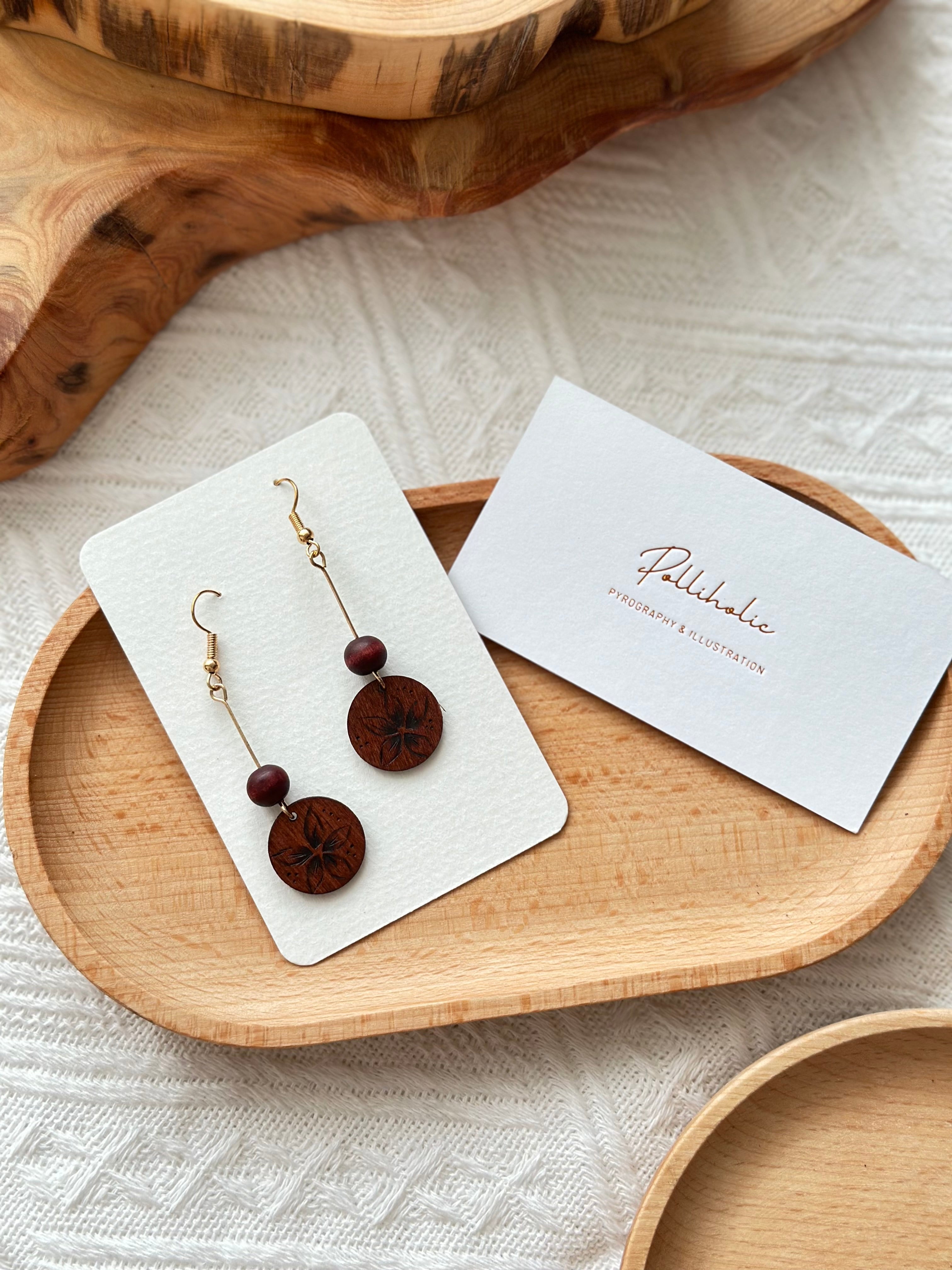 Sakura Cherry Blossom Wood Earrings