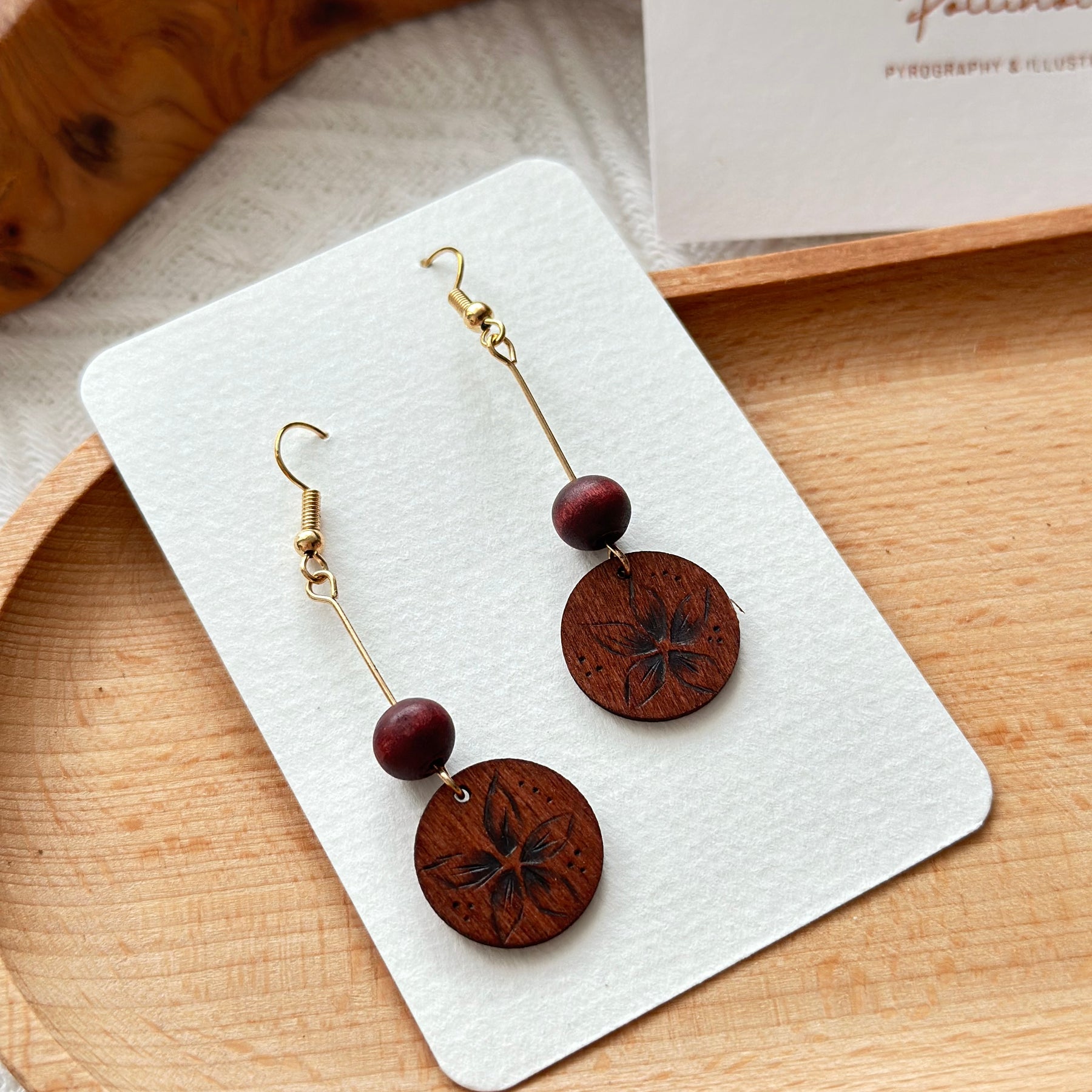 Sakura Cherry Blossom Wood Earrings