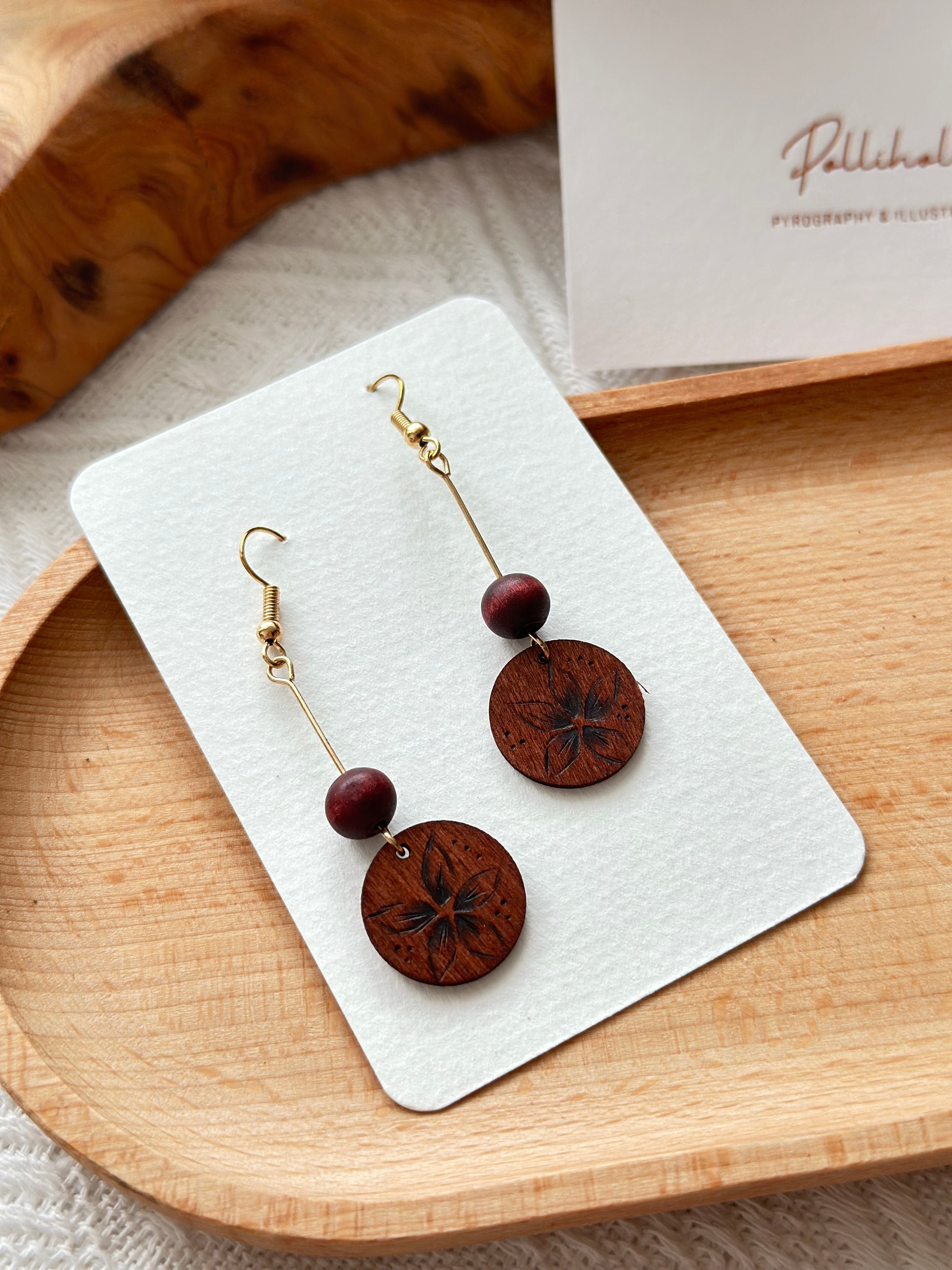 Sakura Cherry Blossom Wood Earrings