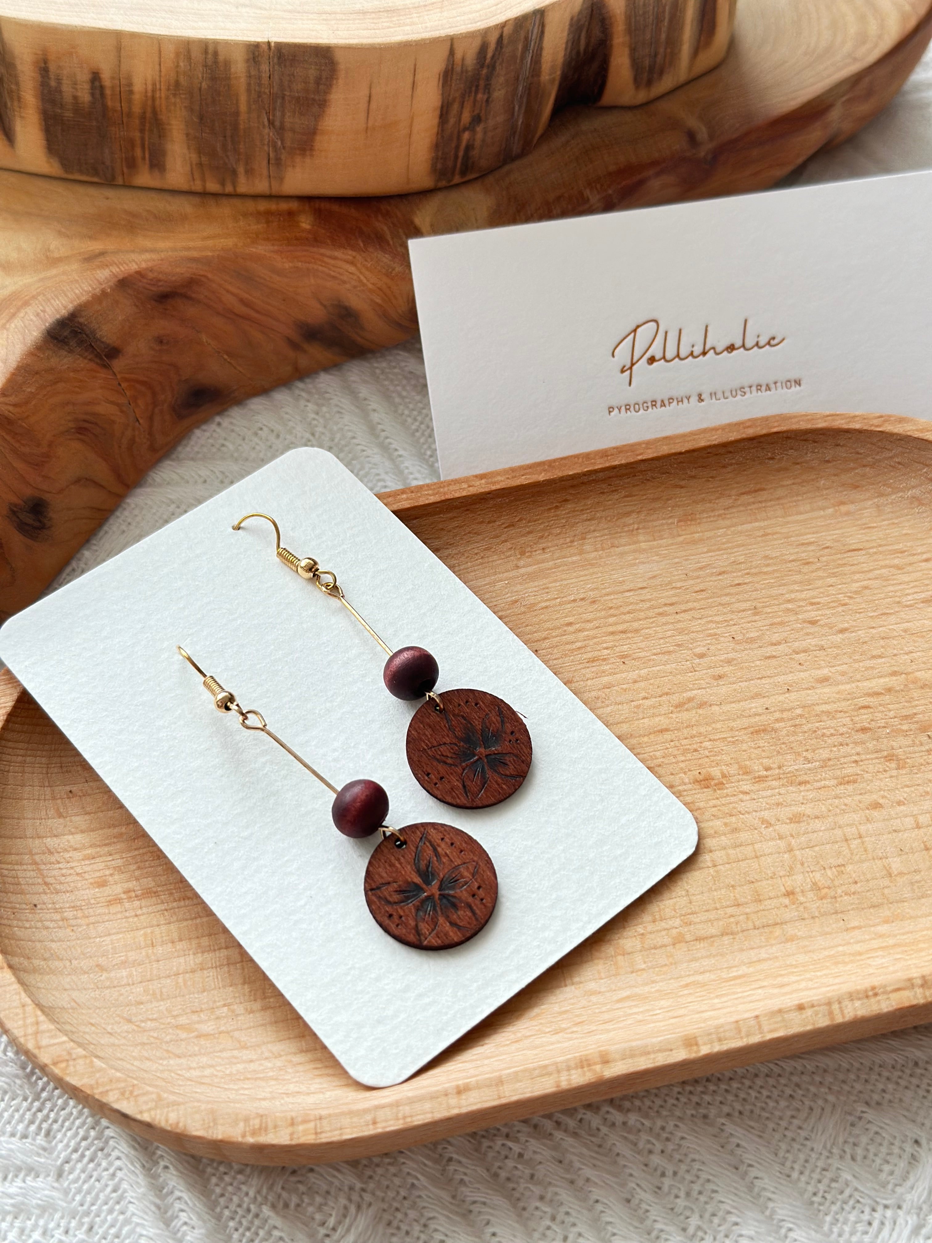 Sakura Cherry Blossom Wood Earrings