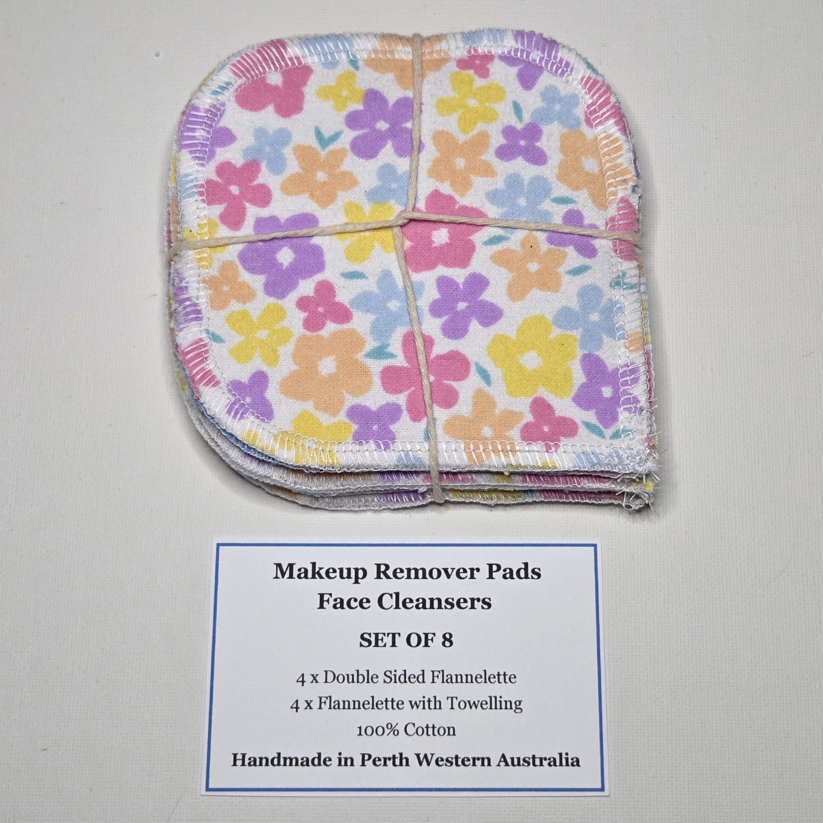 Reusable Face Cleansers x 8, colourful floral fabric