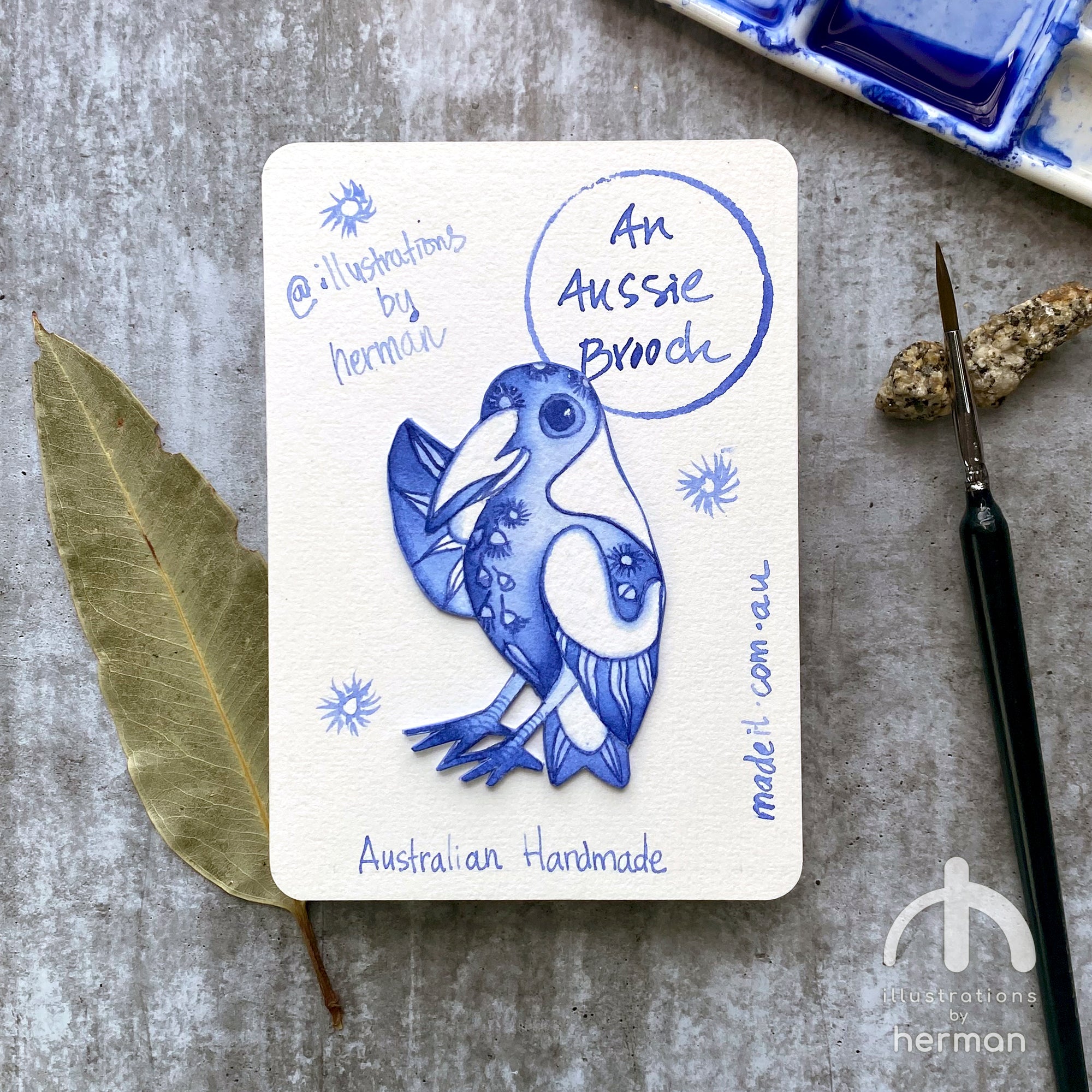 Australian Animal Brooch - Handpainted - Delft Inspired