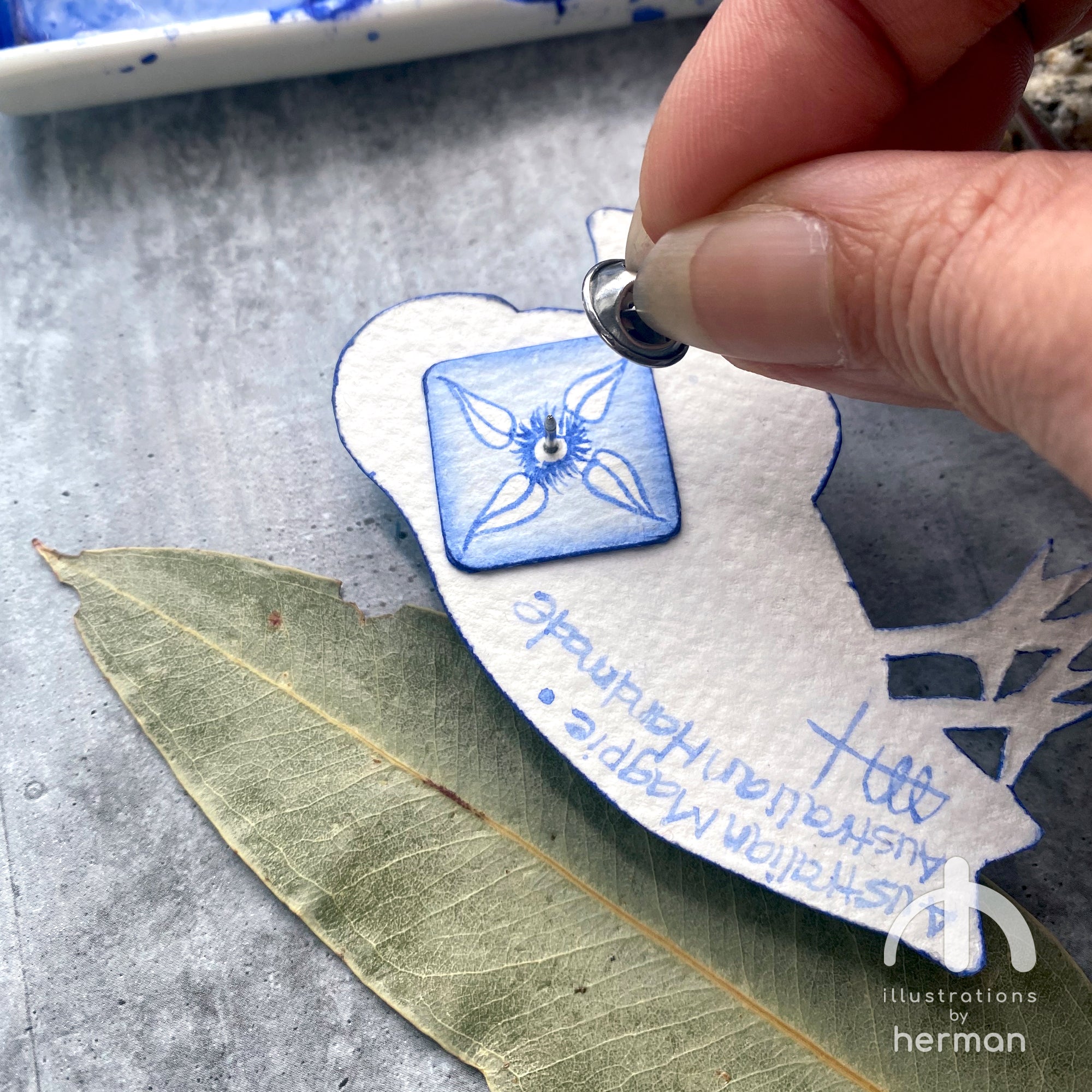 Australian Animal Brooch - Handpainted - Delft Inspired