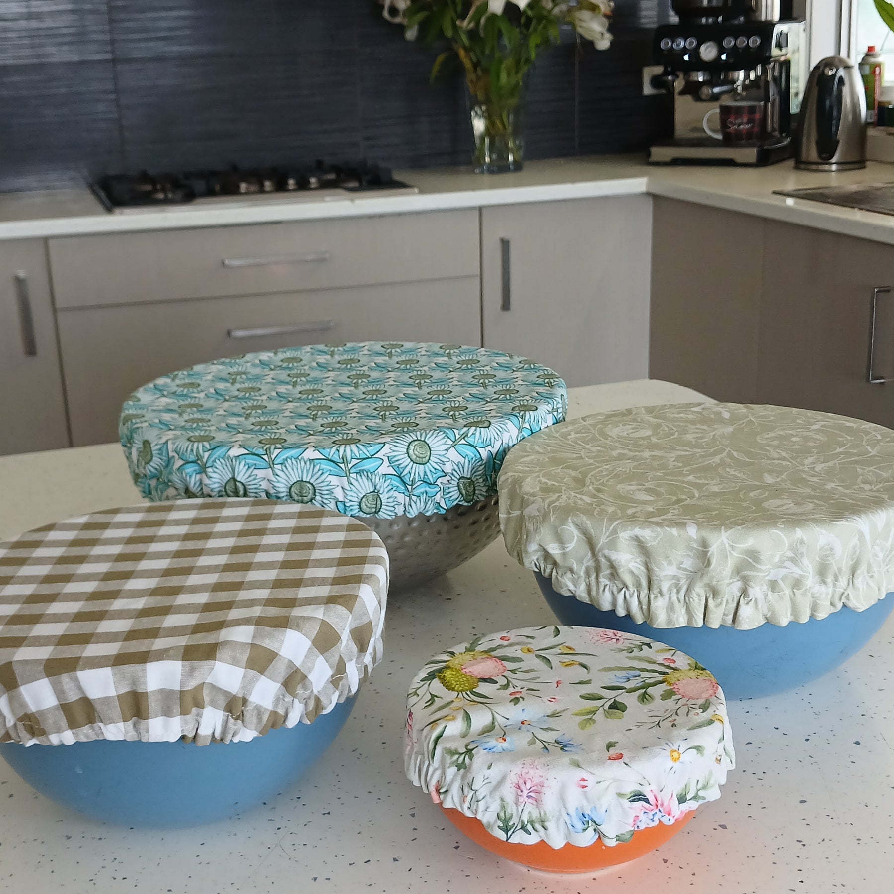 Reversible Reusable Bowl Covers Set of 4 - Alternate fabrics - Value Pack - Handmade