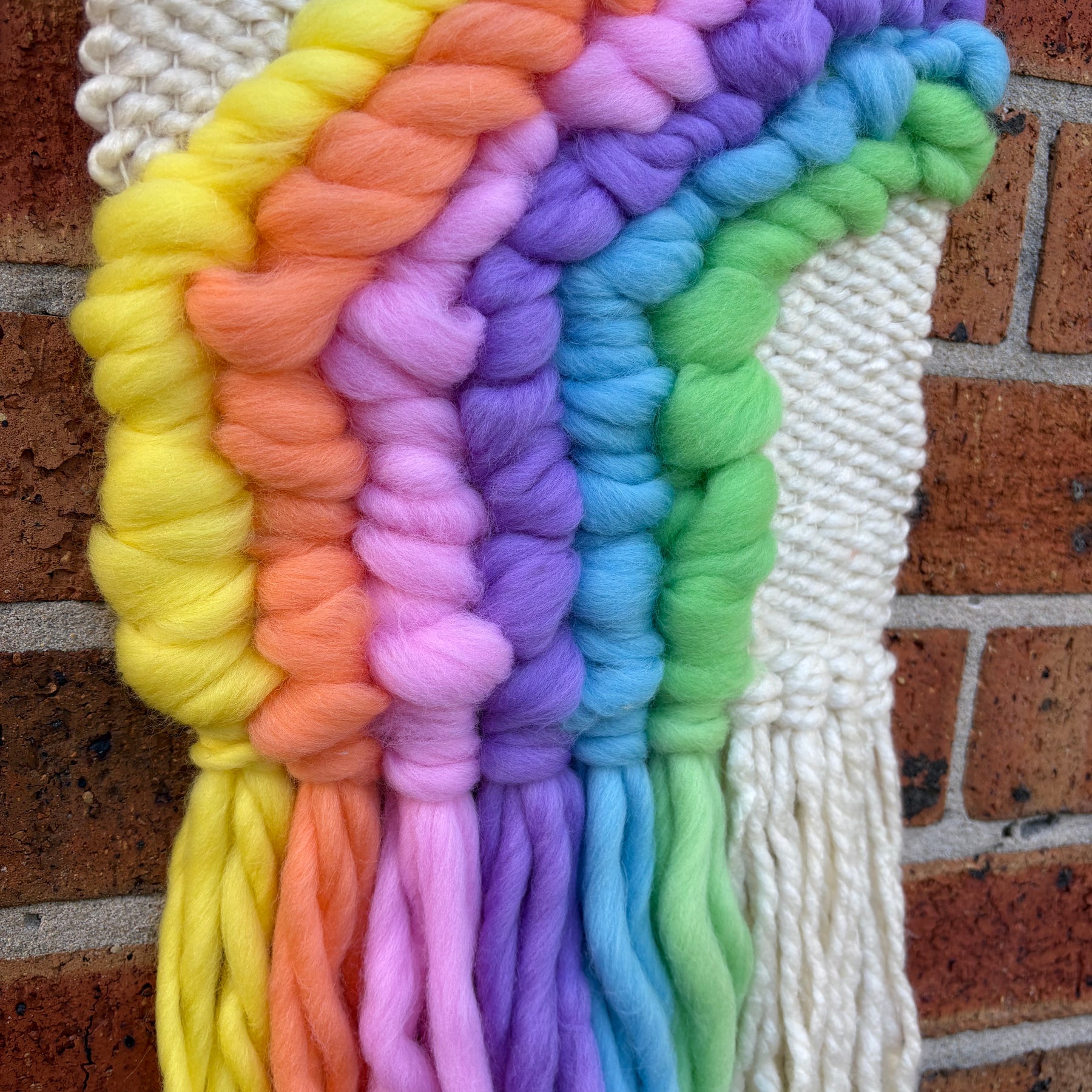 Rainbow textured handwoven wall hanging