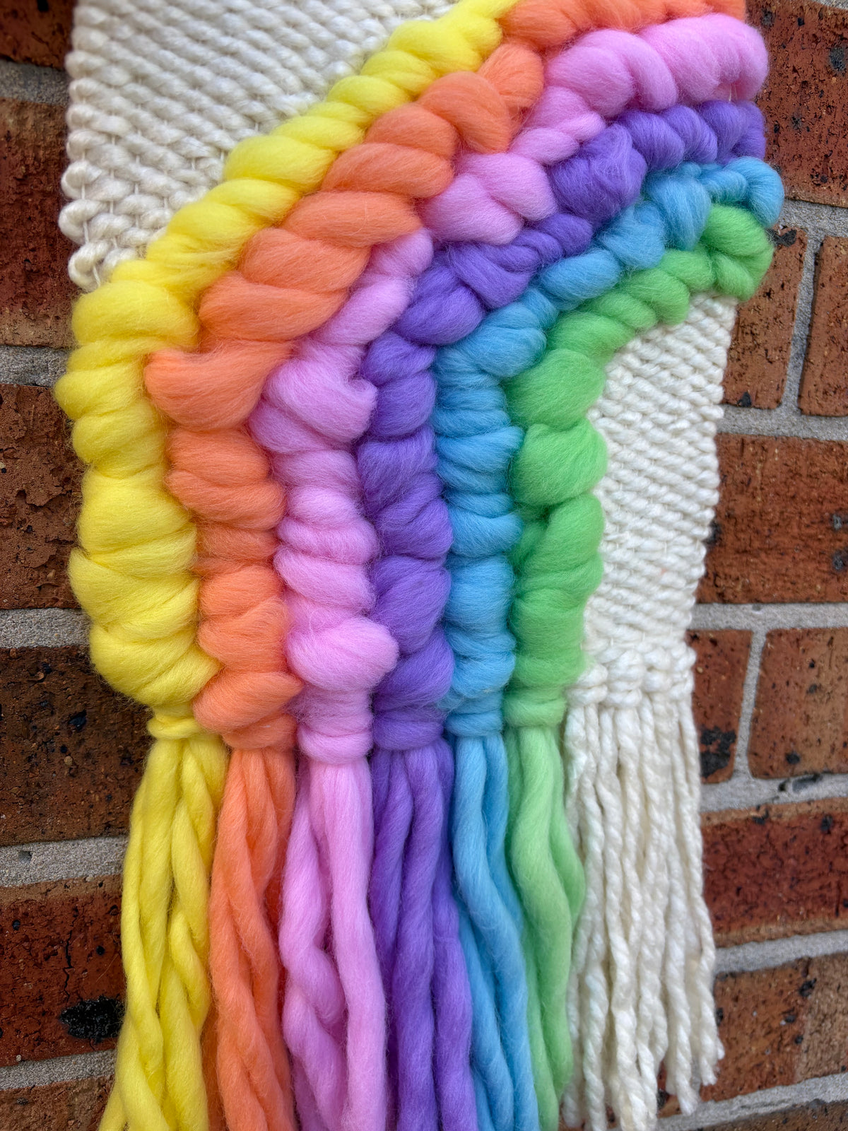 Rainbow textured handwoven wall hanging