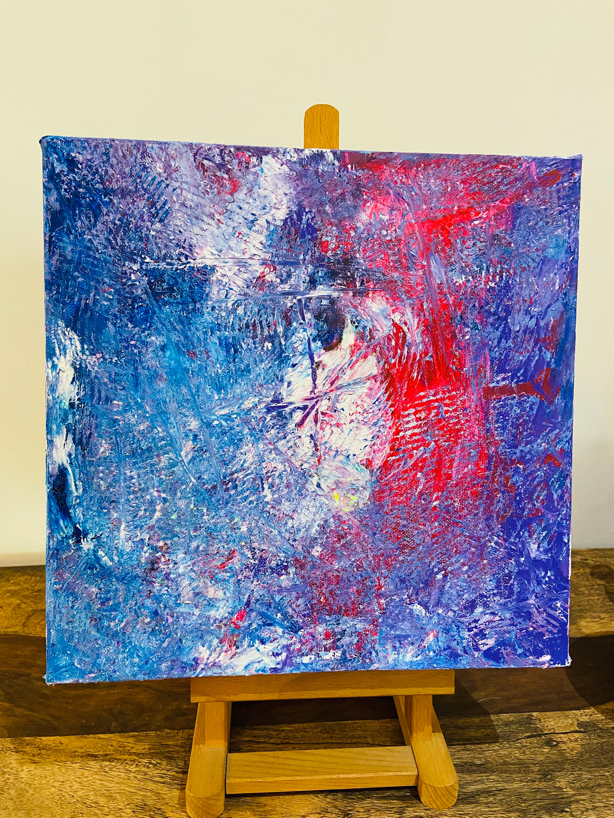 3D Abstract Acrylic Canvas Painting: Colorful Wall Art by Margo Humphries (30.5x30.5cm)