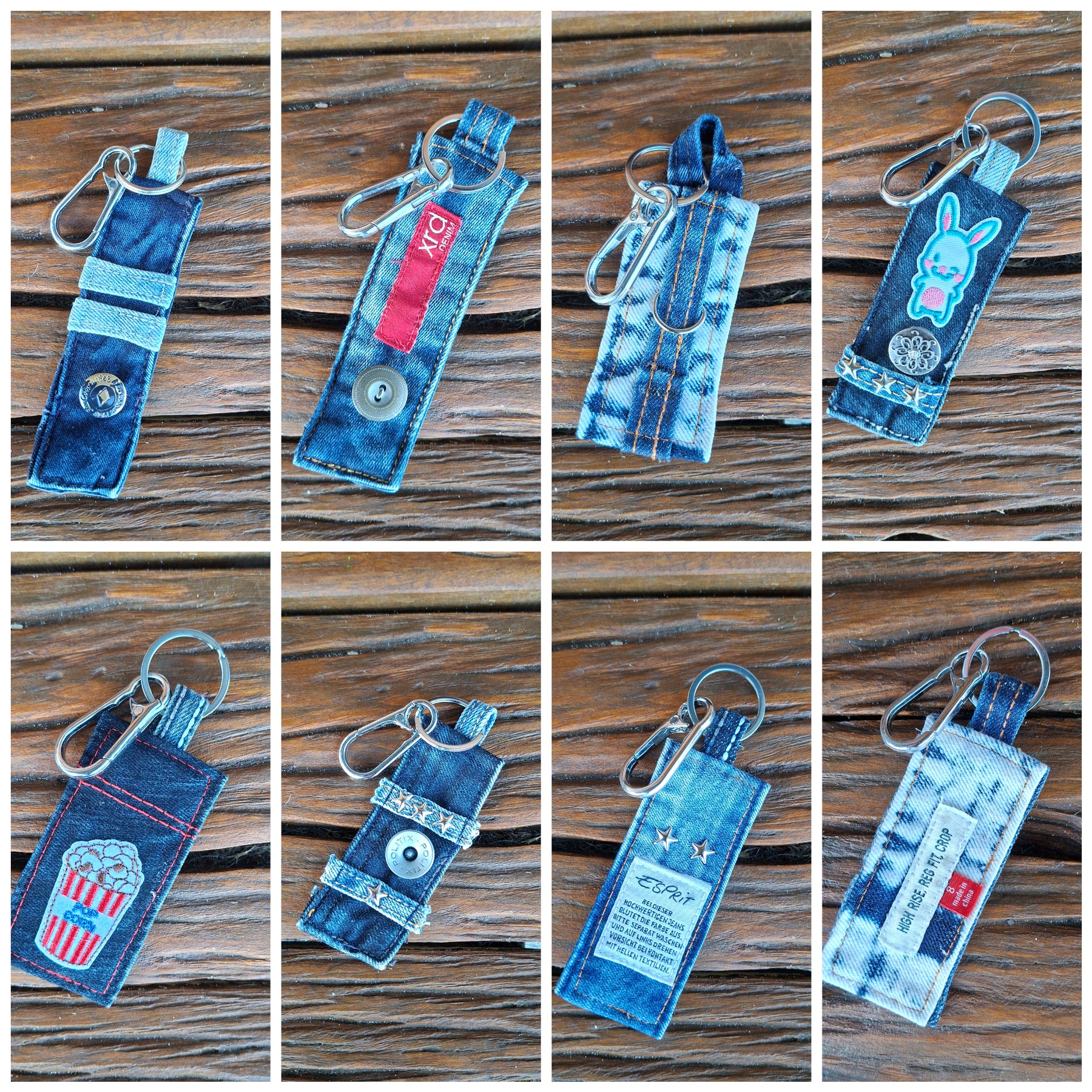 Funky Recycled Denim Key Rings