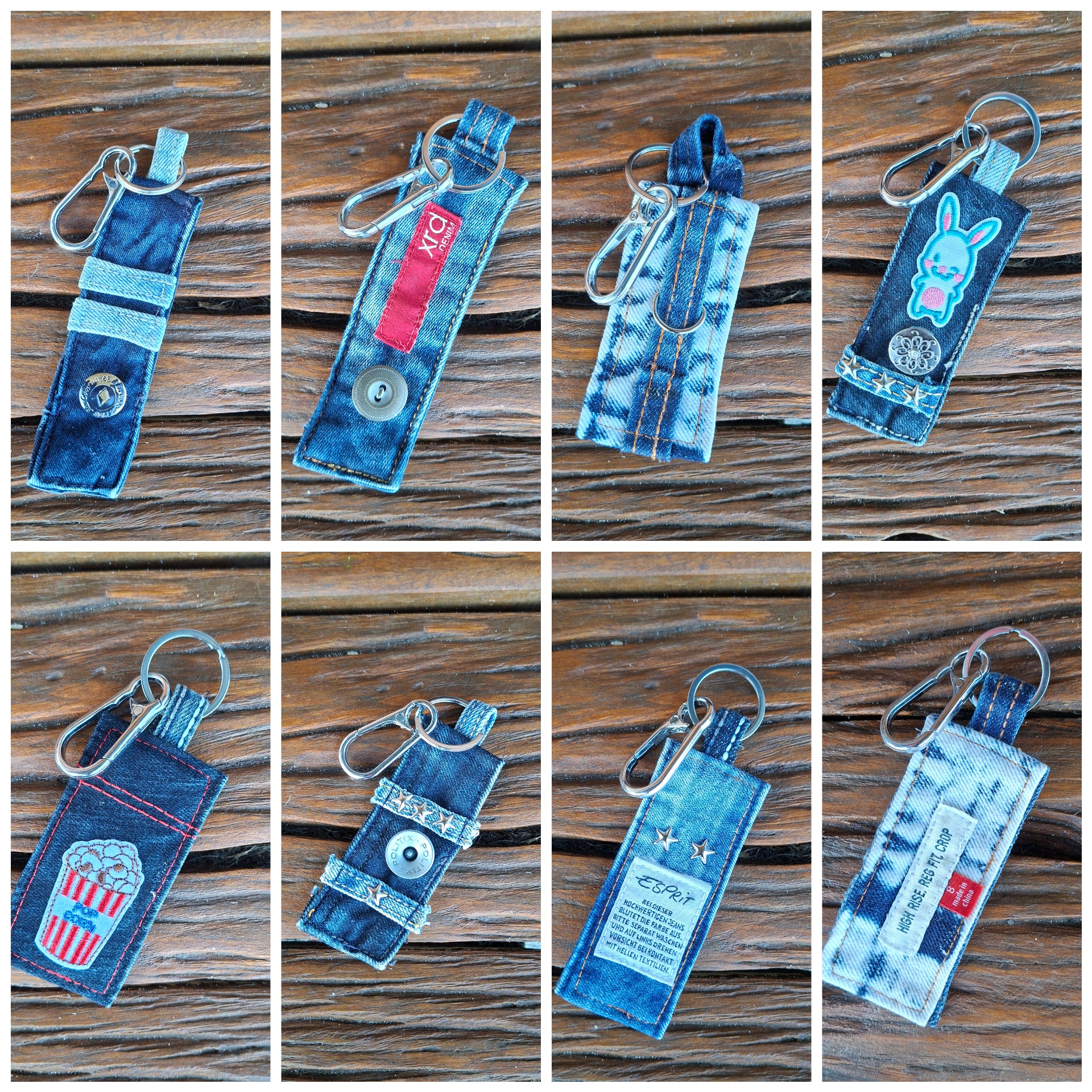 Funky Recycled Denim Key Rings