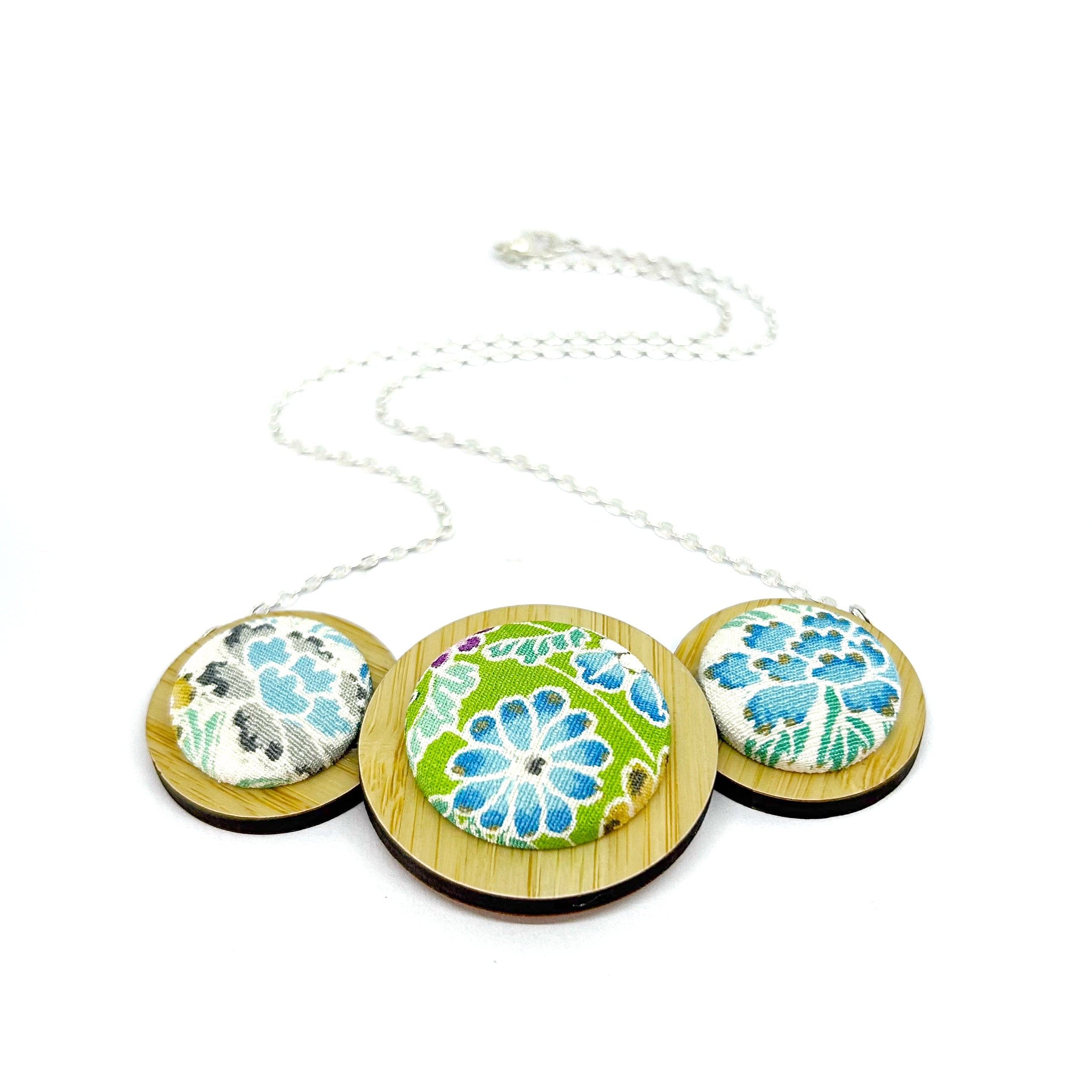 Three Disc Necklace - Small Green Hues
