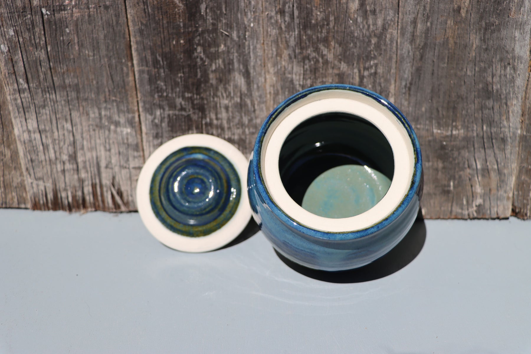 Blue lidded jars - Hand Made Thrown High Fired Stoneware