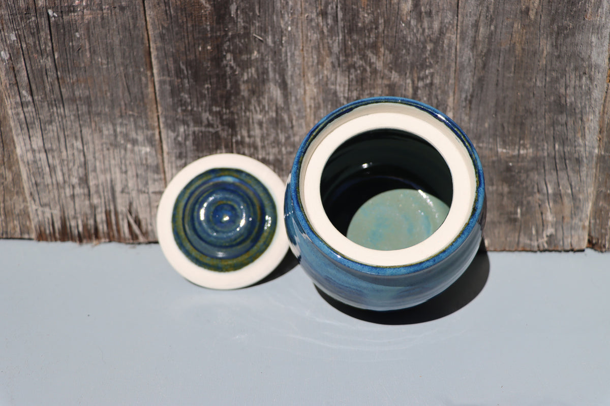 Blue lidded jars - Hand Made Thrown High Fired Stoneware
