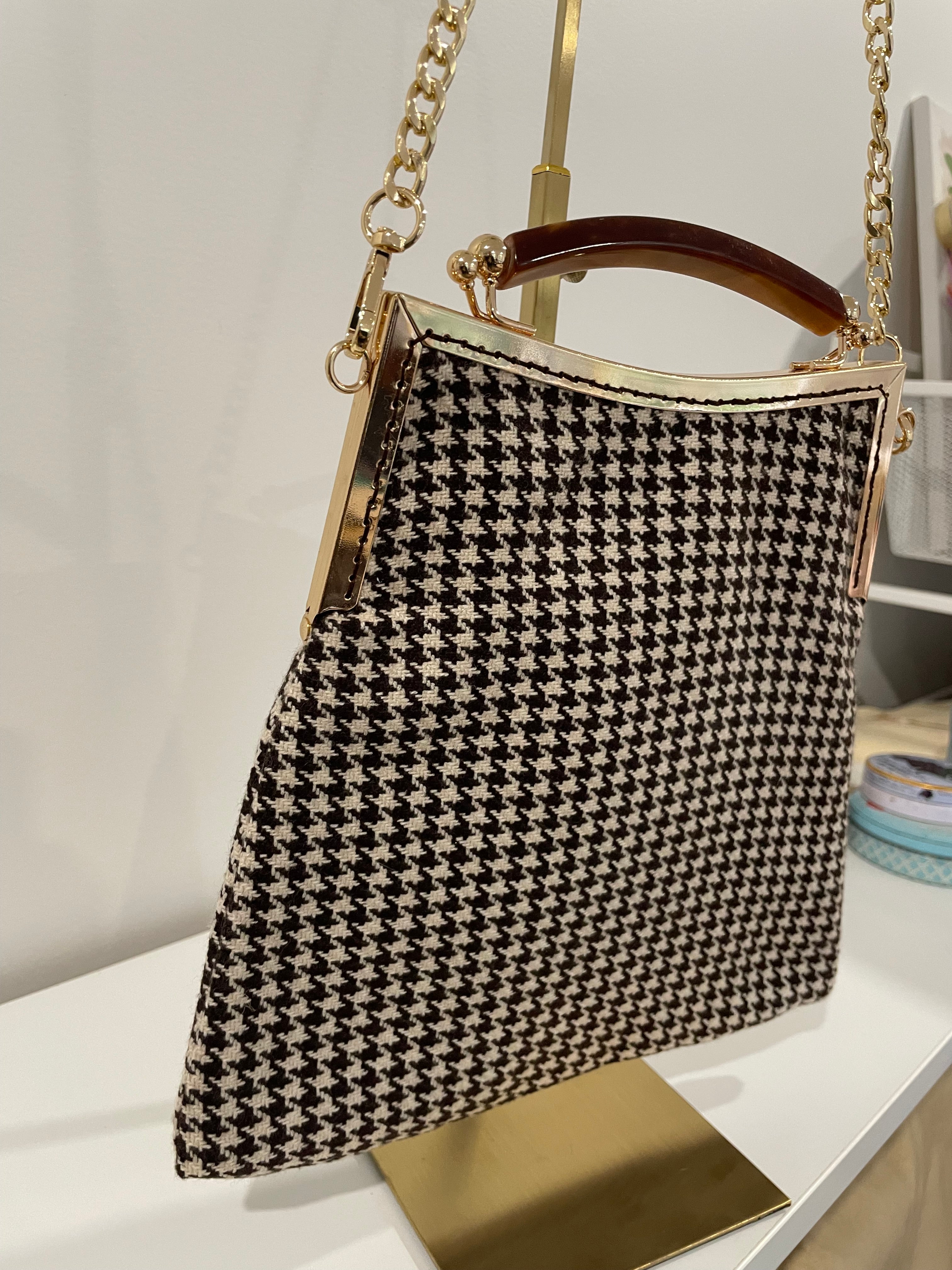 Handmade Houndstooth Art Deco Hand Style bag
