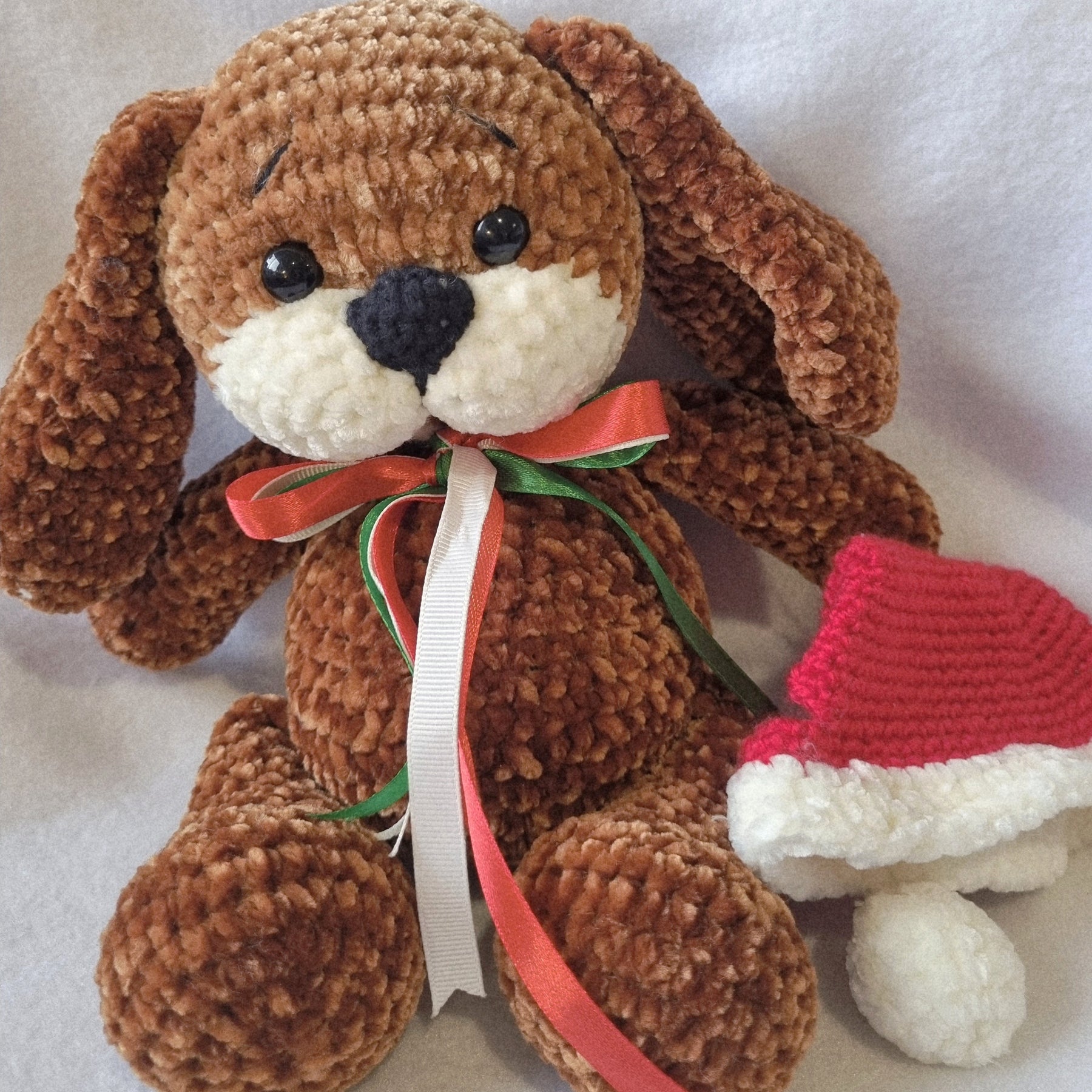 HANDMADE - Plushy Puppy ready for Christmas - Soft and Cuddly - BB09
