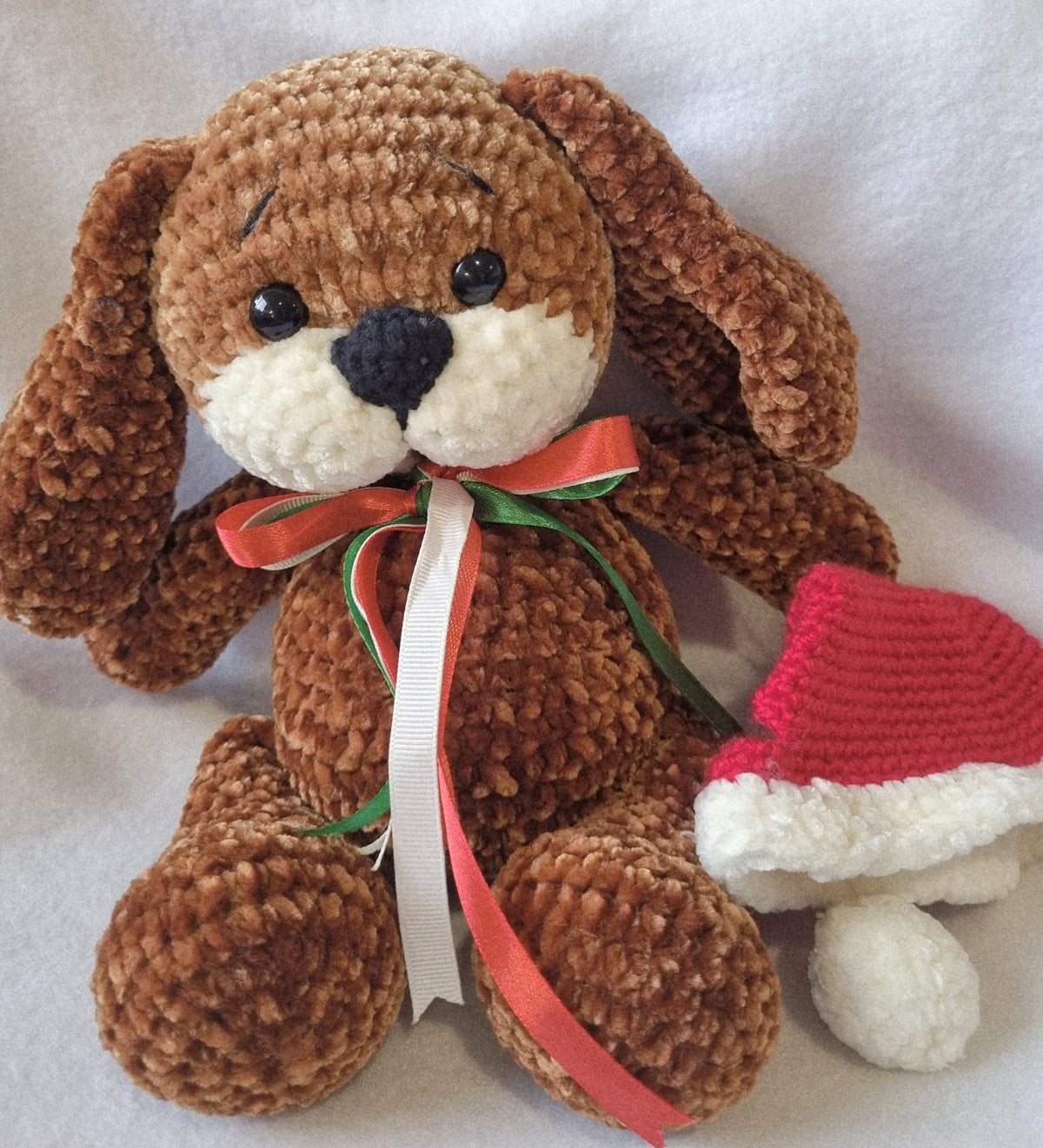 HANDMADE - Plushy Puppy ready for Christmas - Soft and Cuddly - BB09
