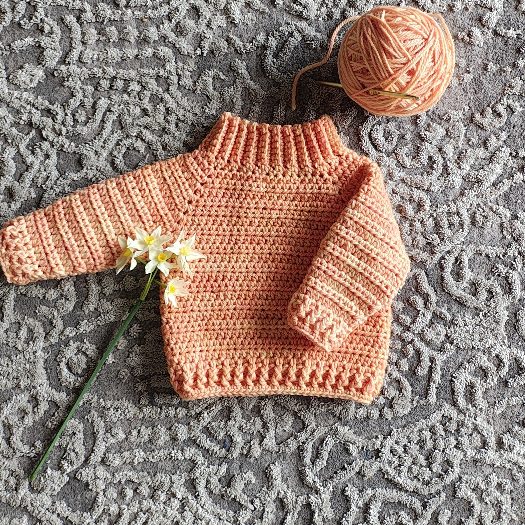"Sunburst" sweater (crochet) - Child 3-6mo
