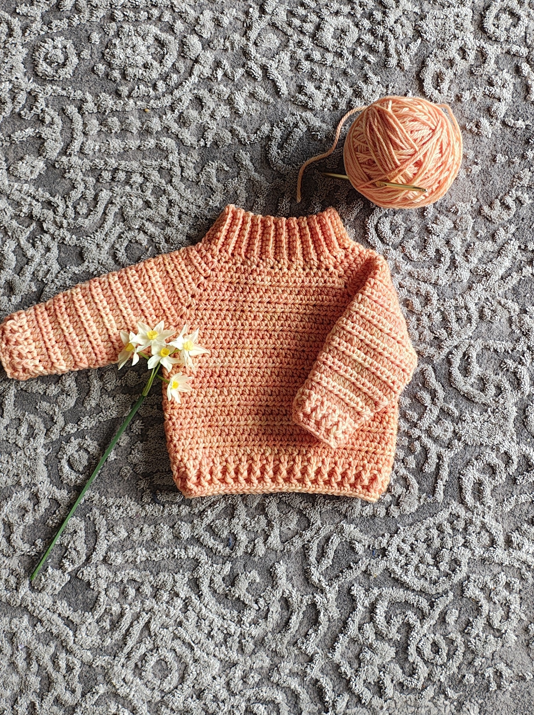 "Sunburst" sweater (crochet) - Child 3-6mo