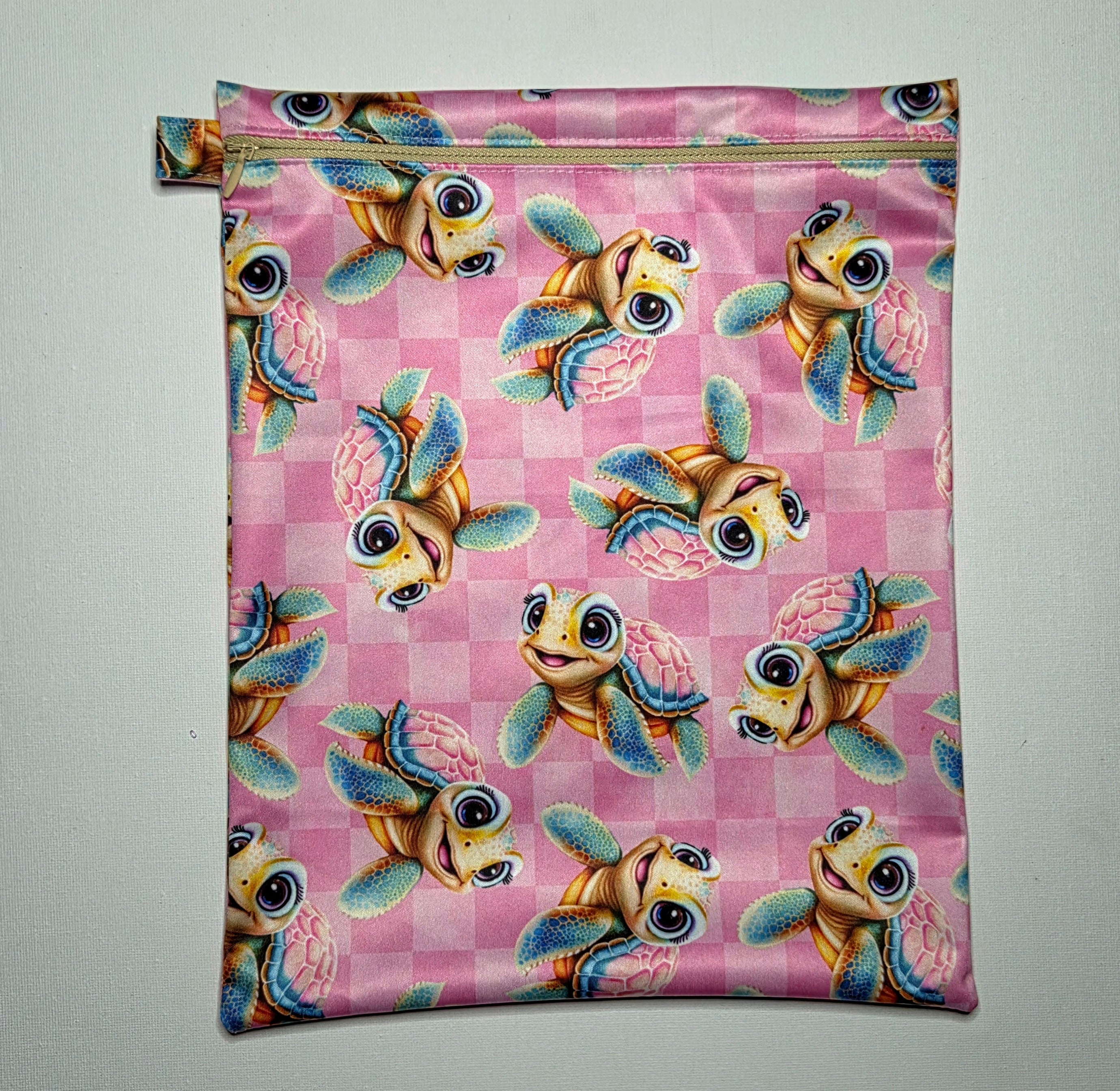 LARGE Wet Bag with Turtles, Pink OR Blue