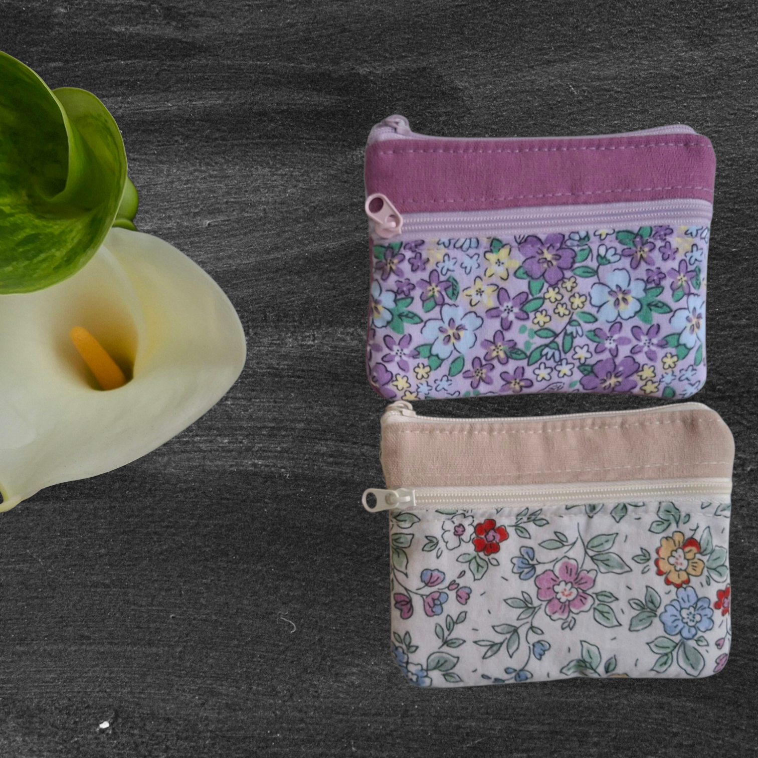 3-Zipper Coin Purse | Handmade Fabric Pouch | Custom Size Available