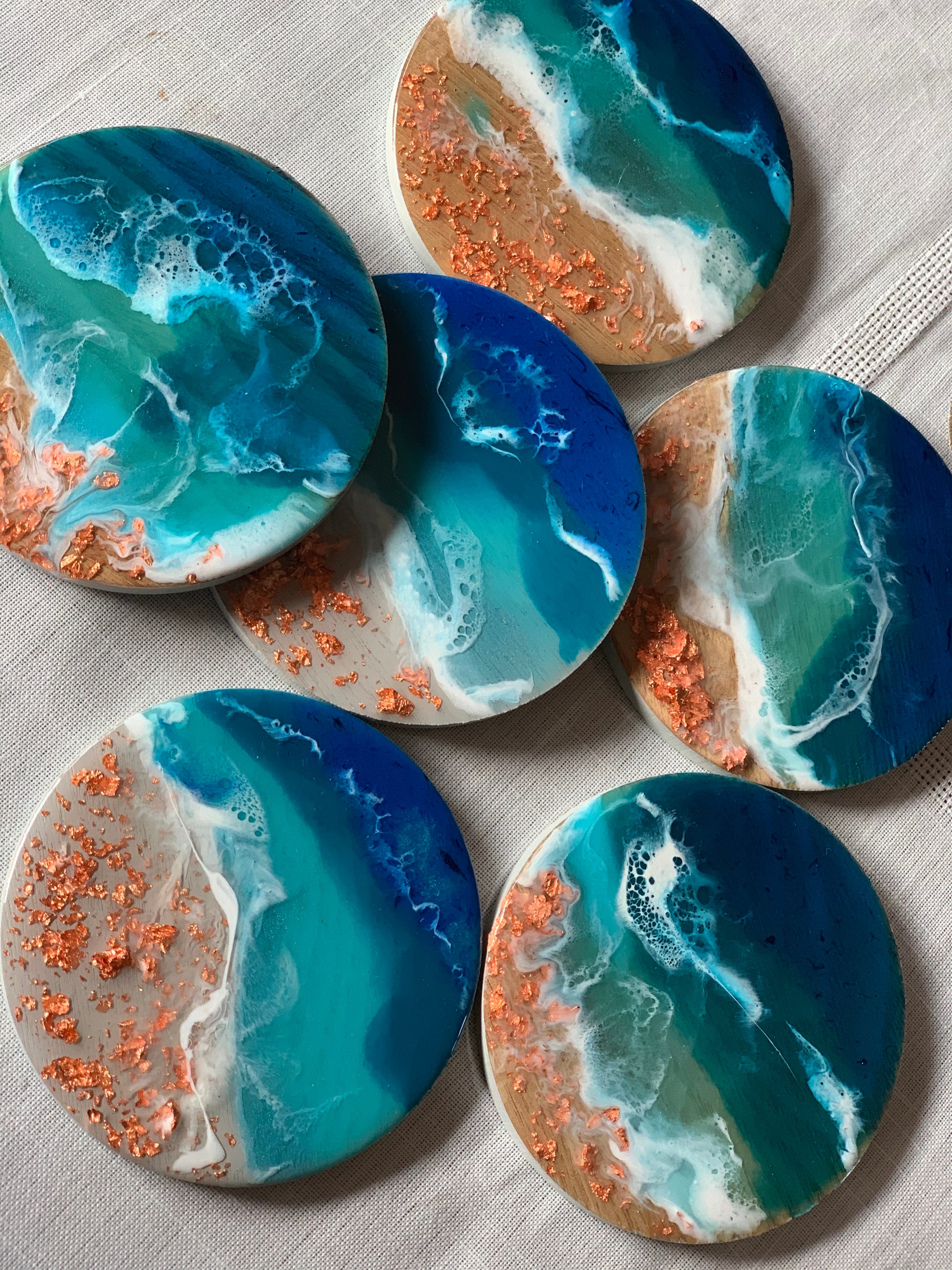 Coasters | coastal love | beach beauty | resin coasters | oceans | gift for her | gift ideas