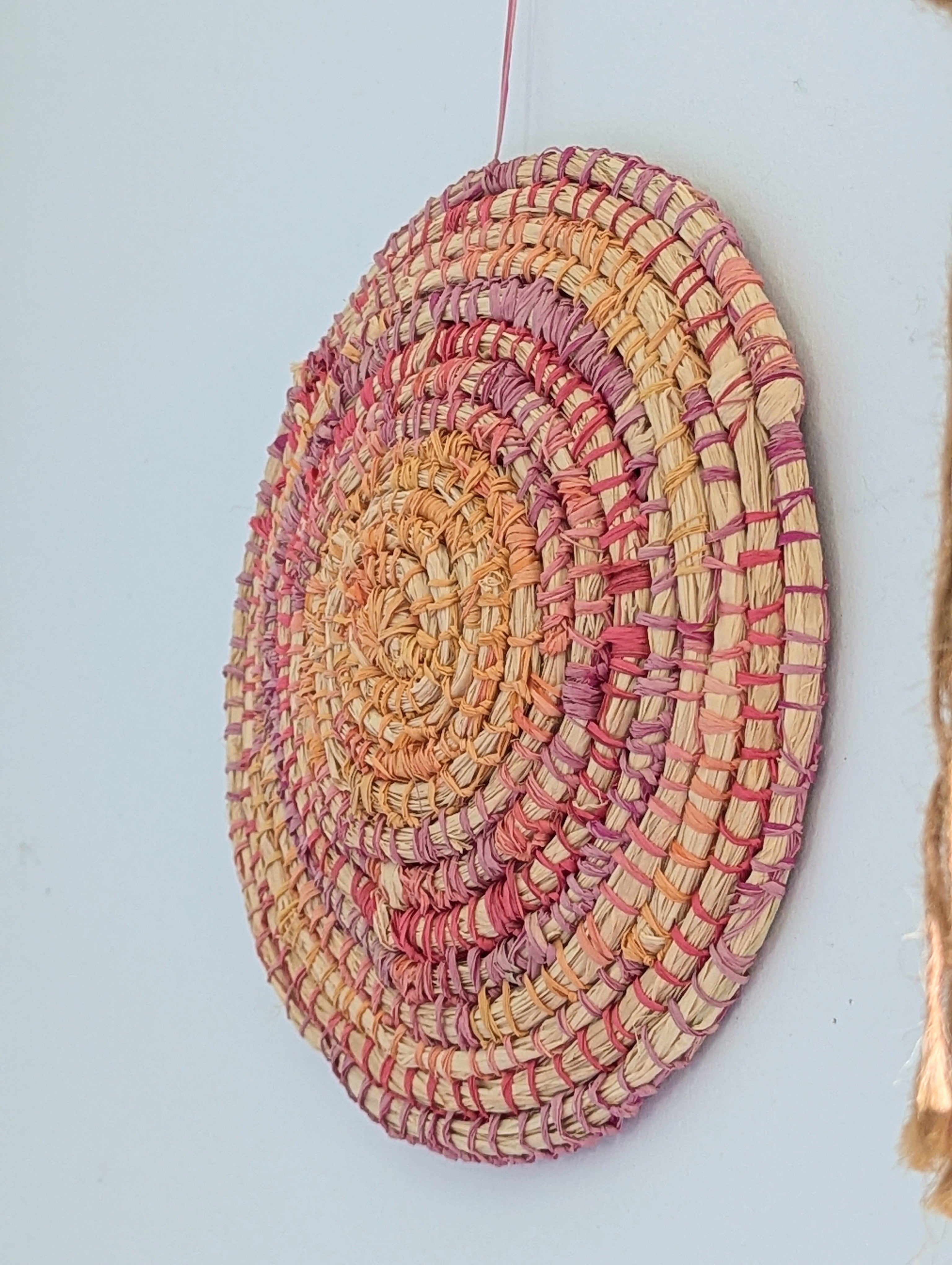 Woven Circle Wall Art | Wall Hanging | Sunrise Sunset Colours One only