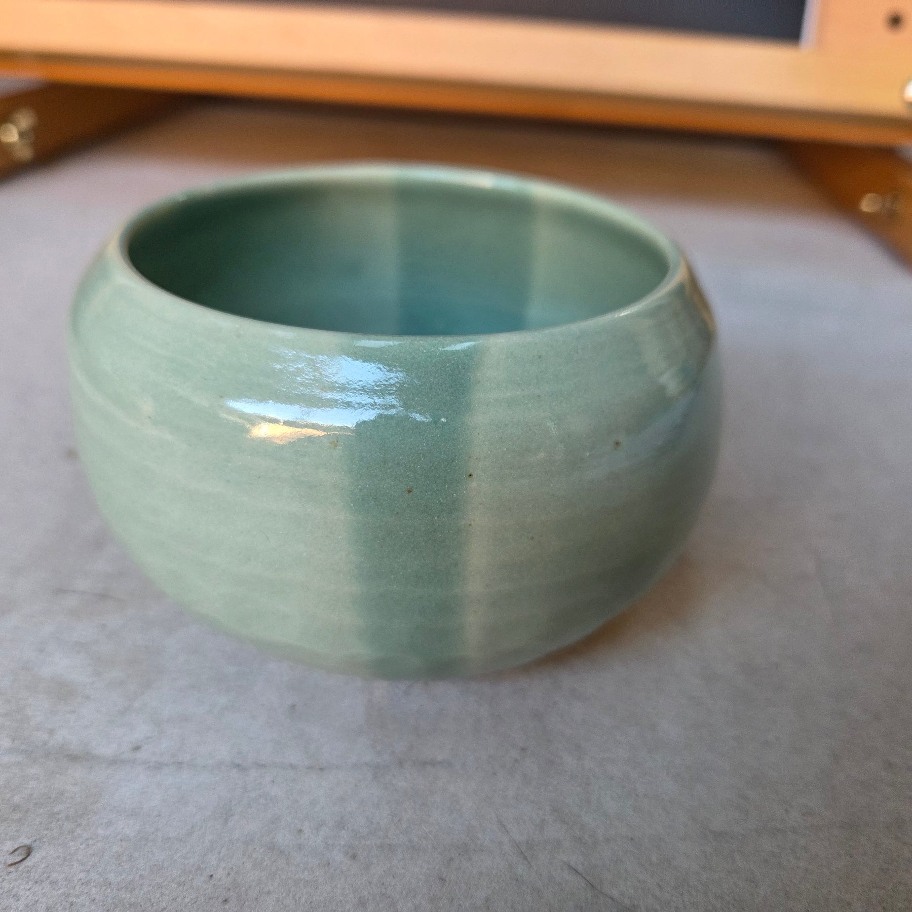 8 x 6.5cm  moon bowl in wheel thrown stoneware clay. Fully glazed