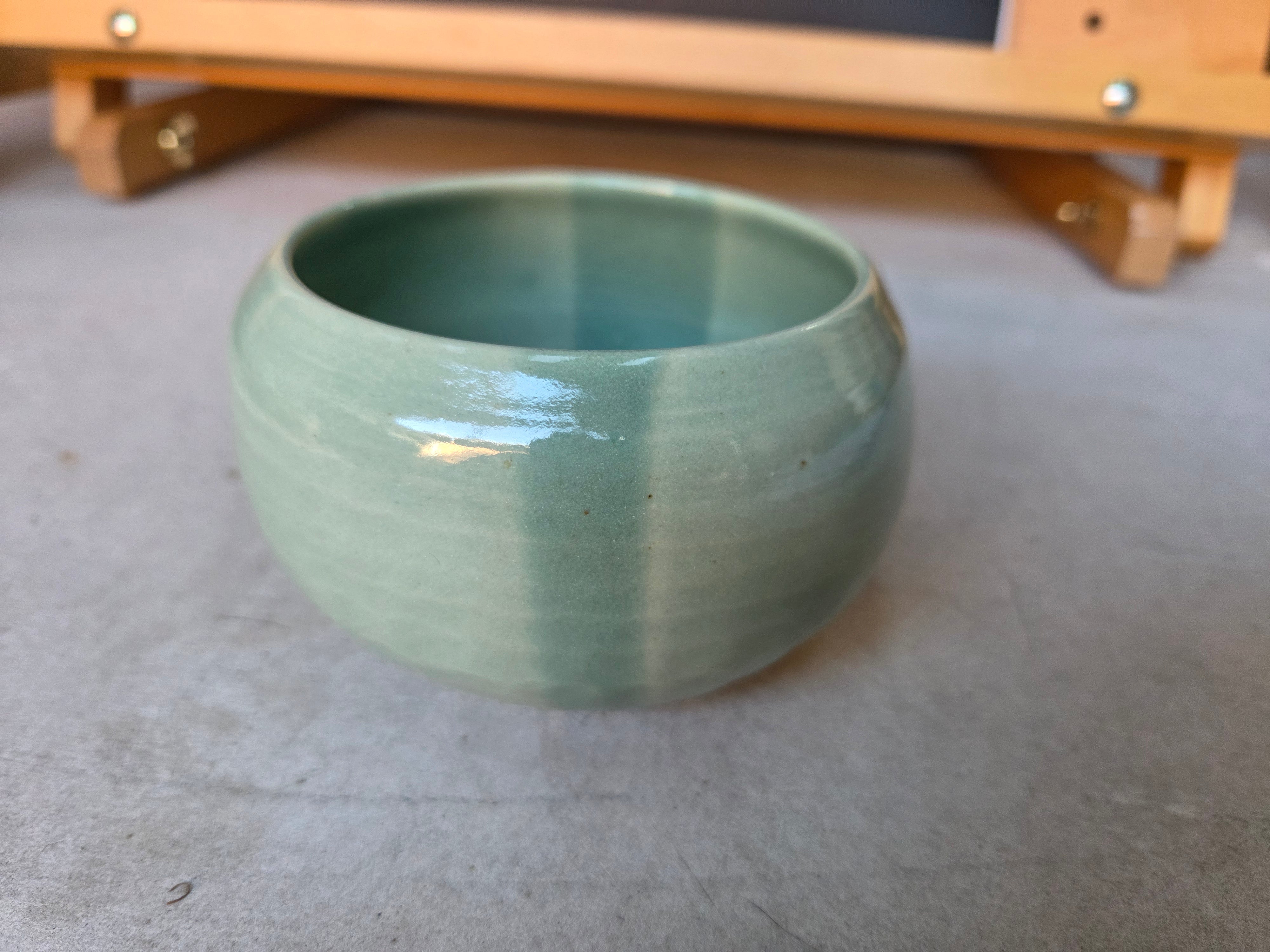 8 x 6.5cm  moon bowl in wheel thrown stoneware clay. Fully glazed