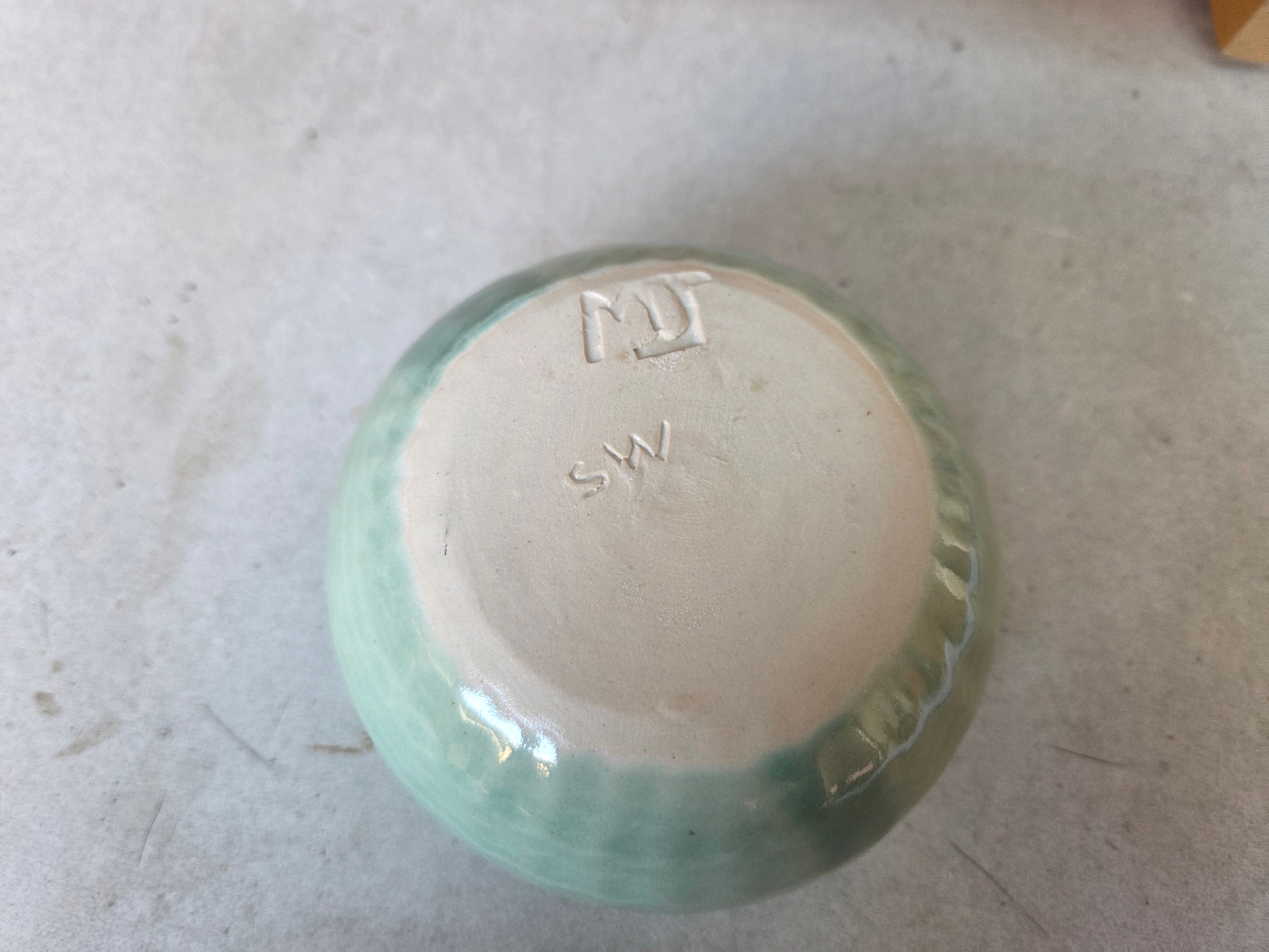 8 x 6.5cm  moon bowl in wheel thrown stoneware clay. Fully glazed