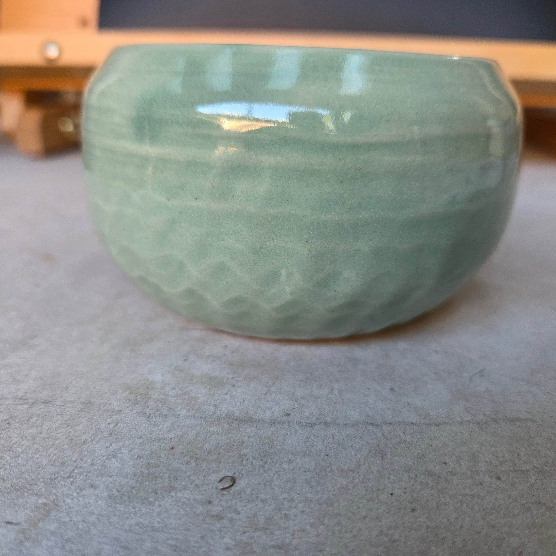 8 x 6.5cm  moon bowl in wheel thrown stoneware clay. Fully glazed