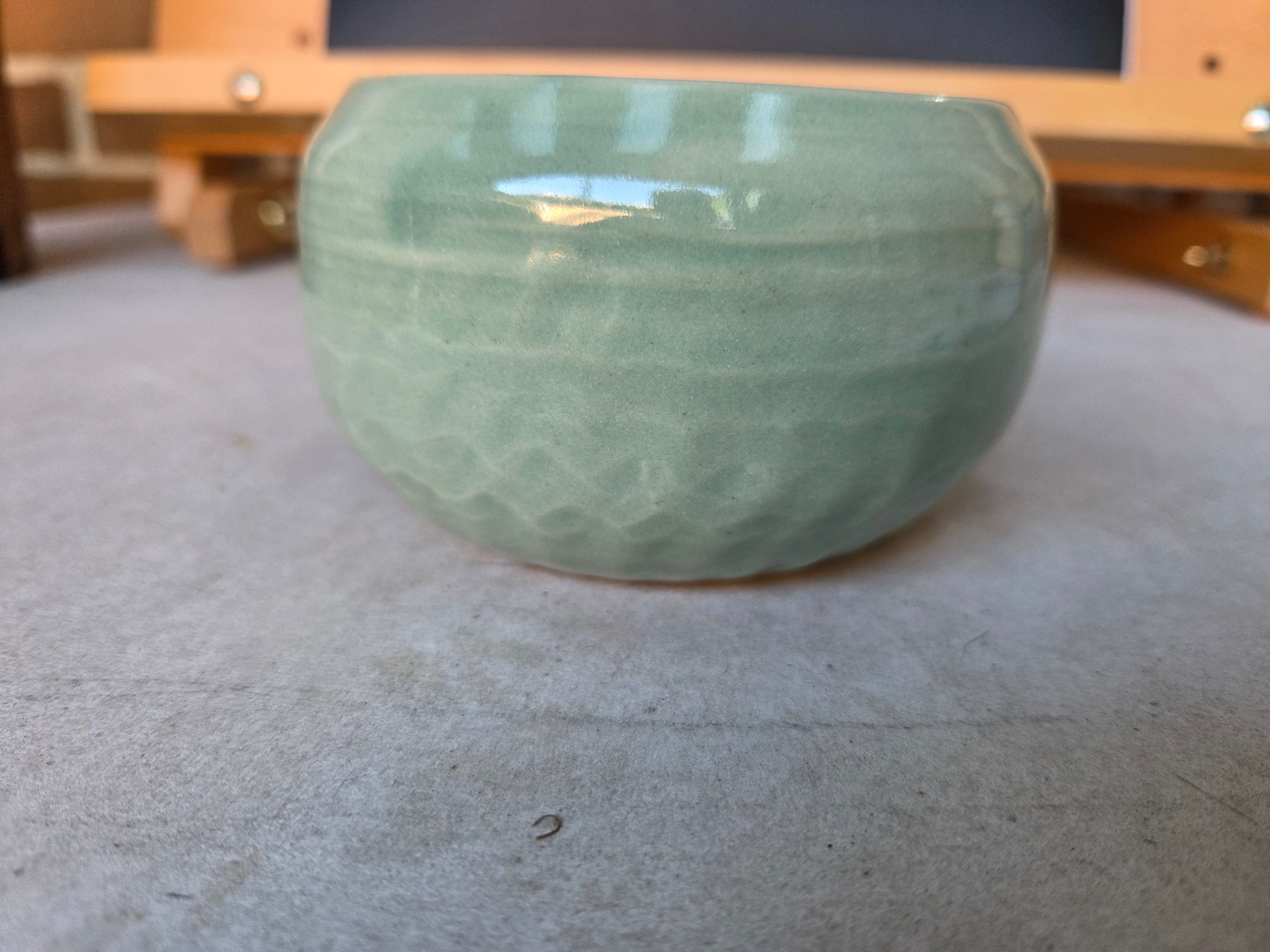 8 x 6.5cm  moon bowl in wheel thrown stoneware clay. Fully glazed