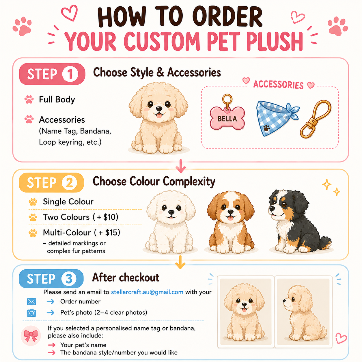 Made to Order | Handmade Custom Pet Plushie | Pet Keepsake Ornament | Memorial Gift | Stellar Craft