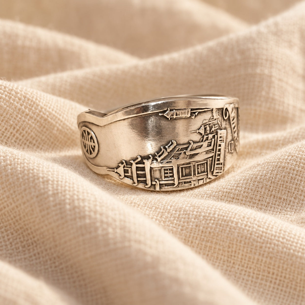 Vintage Chinatown San Francisco Sterling Silver Spoon Ring – Towle – Size Q