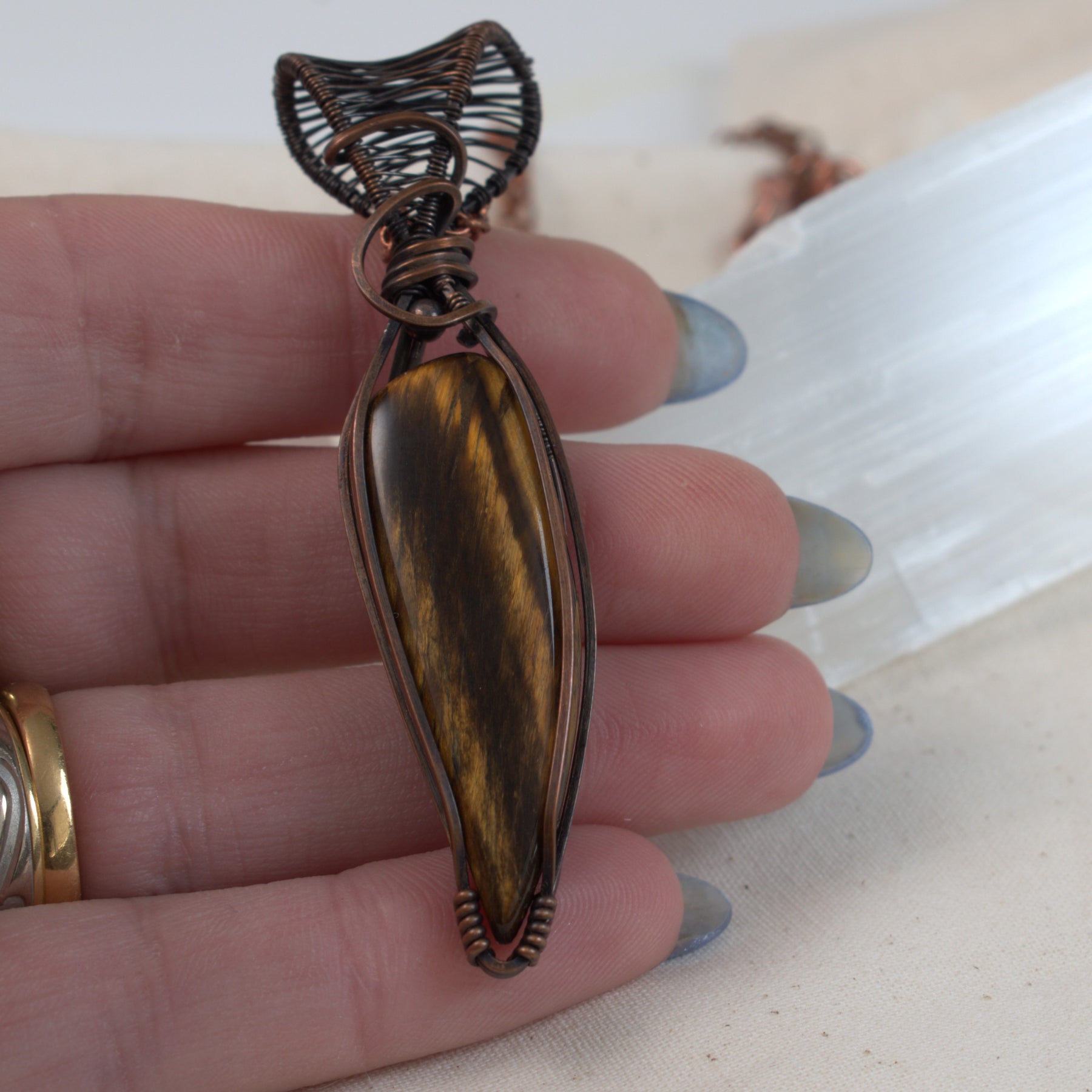Dust & Gold - WA Tigers Eye Pendant in Copper